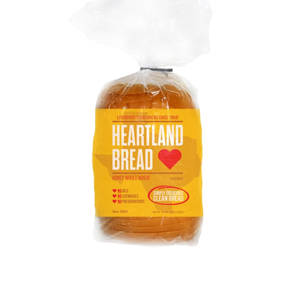 Heartland Bread Organic Honey Whole Wheat Bread - 32oz Sliced Loaf, No Fats, Oils, Chemicals or Preservatives | 100% Natural Homemade Taste | Perfect for Sandwiches, Toast & Healthy Breakfast