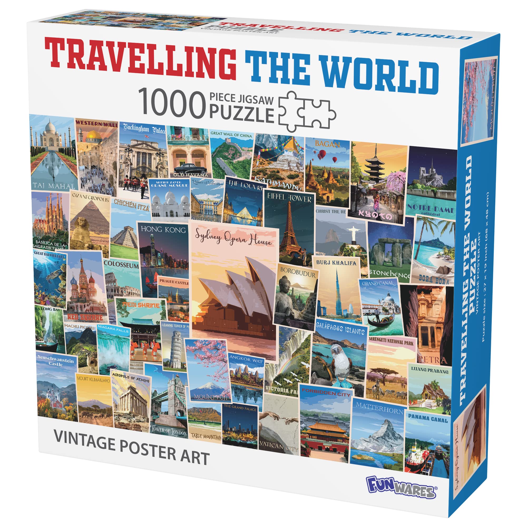 1000 Piece Jigsaw Puzzle - World Travel Postcard Collage | Educational Family Game for Adults & Kids | Perfect for Relaxation, Brain Training & Home Decor