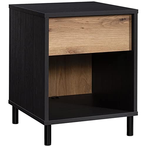 Pemberly Row Engineered Wood Nightstand in Raven Oak/Timber Oak - Modern Bedside Table with Storage Shelf - Perfect for Bedroom, Guest Room, or Dorm Decor