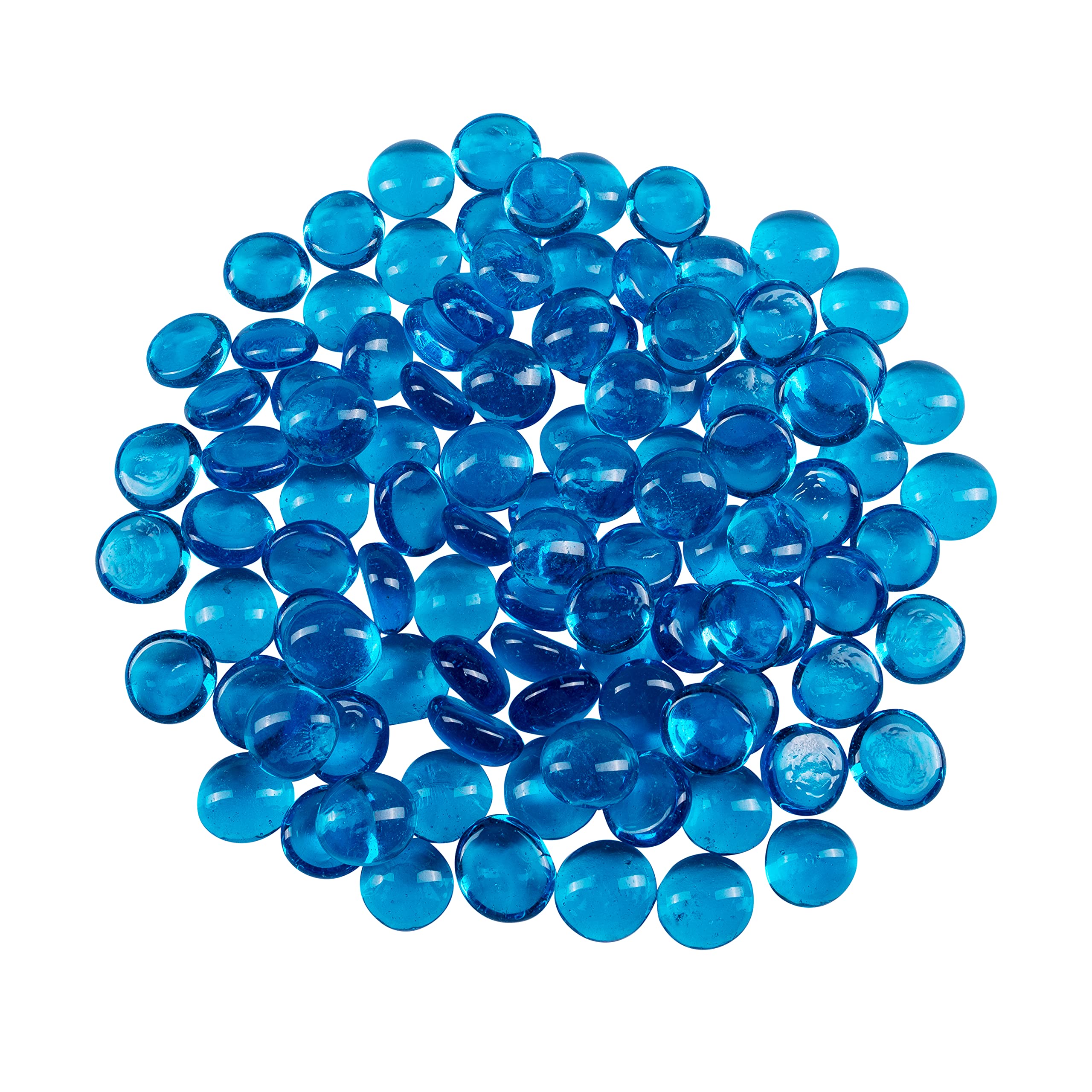 Galashield Blue Flat Glass Marbles - 1LB (100 PCS) Vase Filler Beads, Decorative Pebbles for Floral Arrangements, Home Decor, Wedding Centerpieces & DIY Crafts