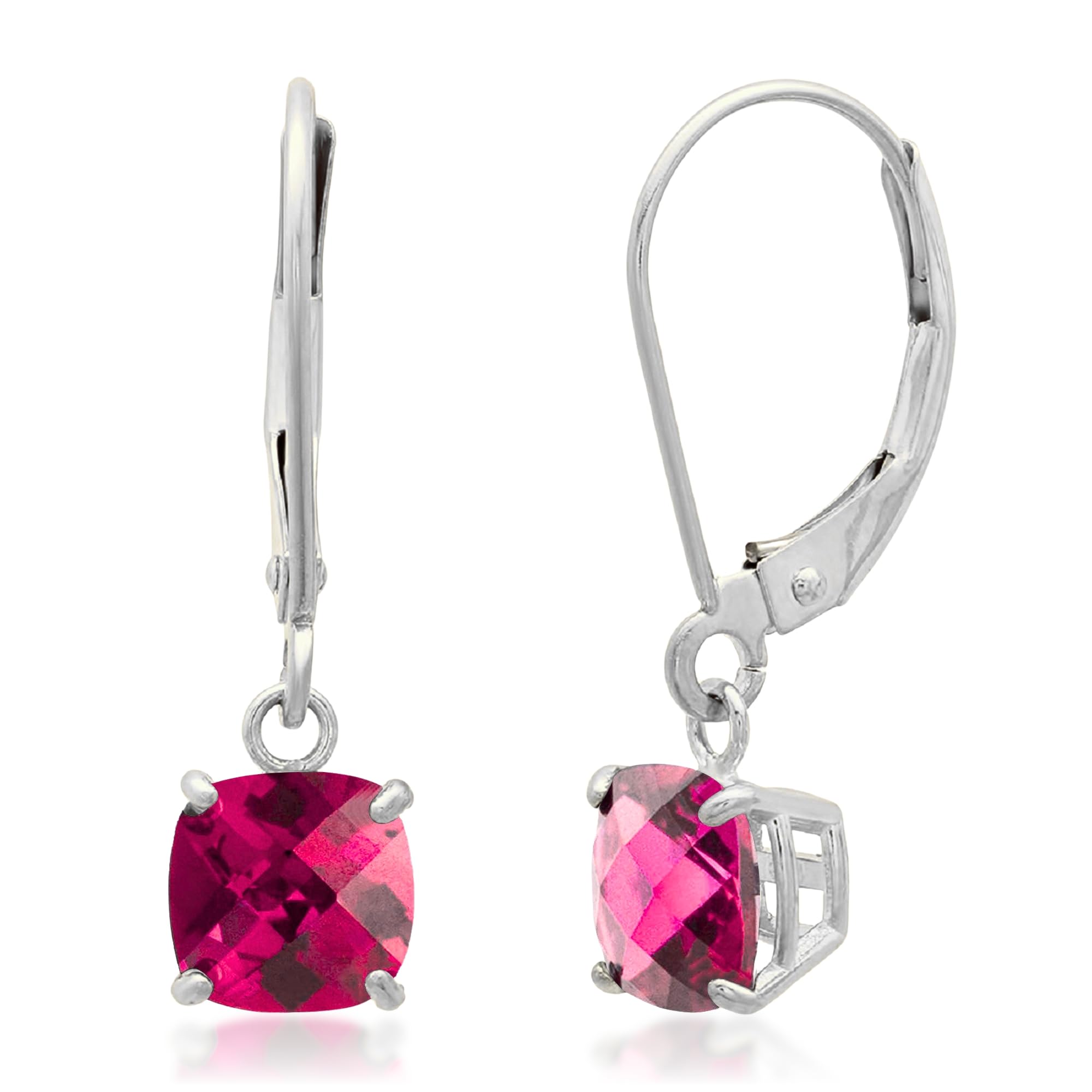 10K White Gold Princess Cut Birthstone Square Stud Earrings for Women - Elegant Jewelry Gift for Birthday, Anniversary & Special Occasions