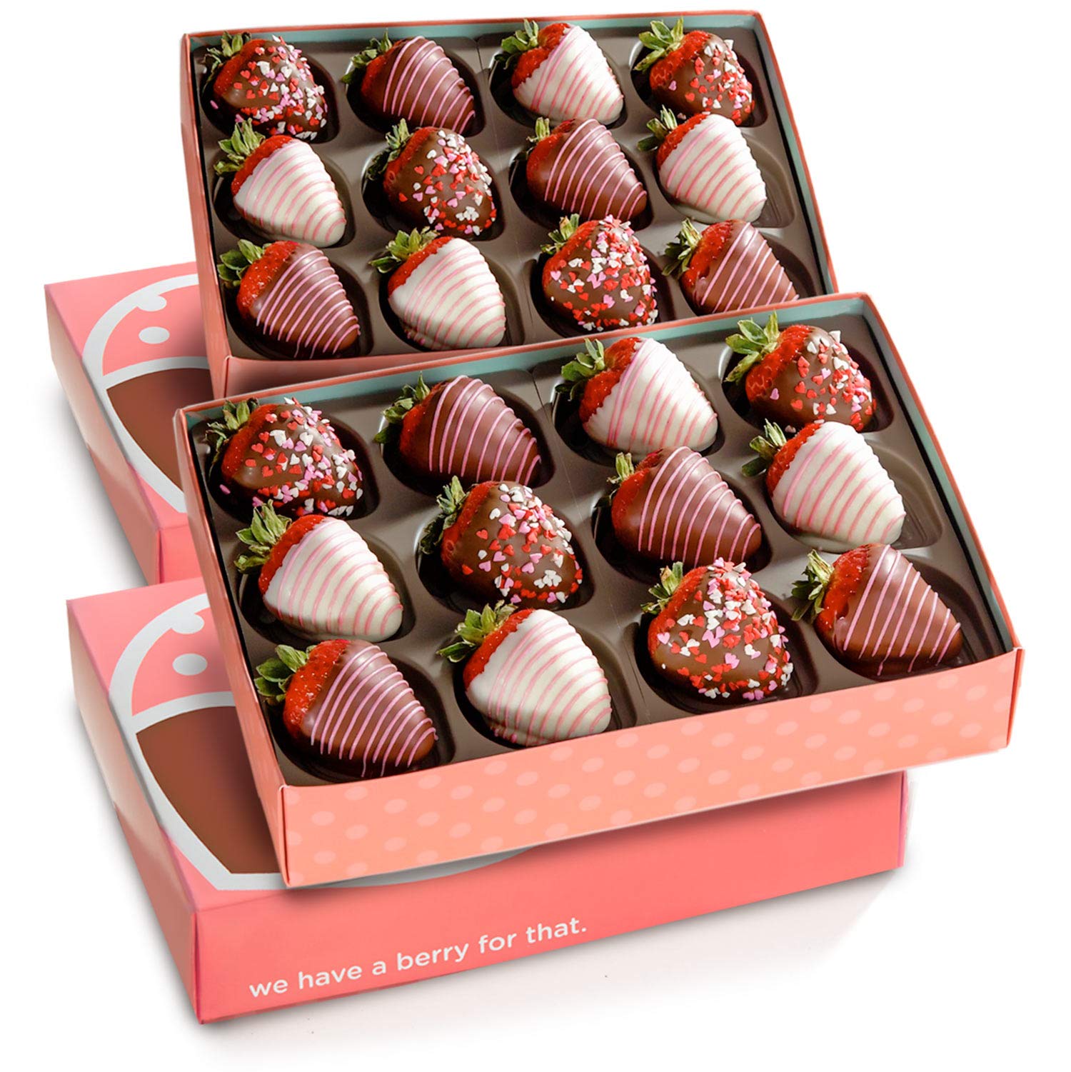 24 Love Berries Chocolate Covered Strawberries - Delicious Gift for Valentine's Day, Anniversary & Romantic Occasions - 1 Count Premium Strawberry Treat
