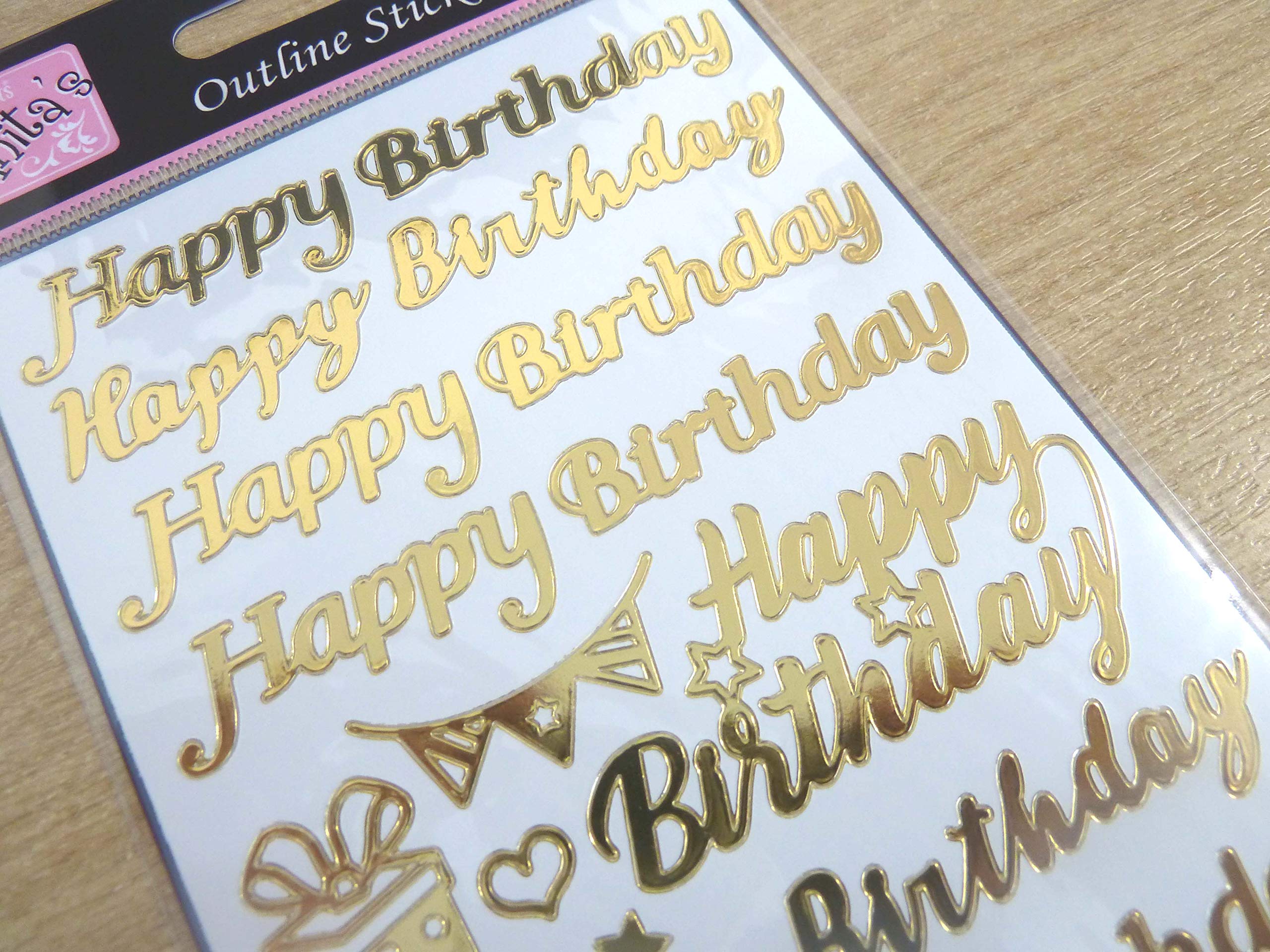 Premium Gold Foil Happy Birthday Stickers - DIY Craft Labels, Greeting Cards & Party Decorations - Perfect for Scrapbooking, Gift Wrapping & Event Decor