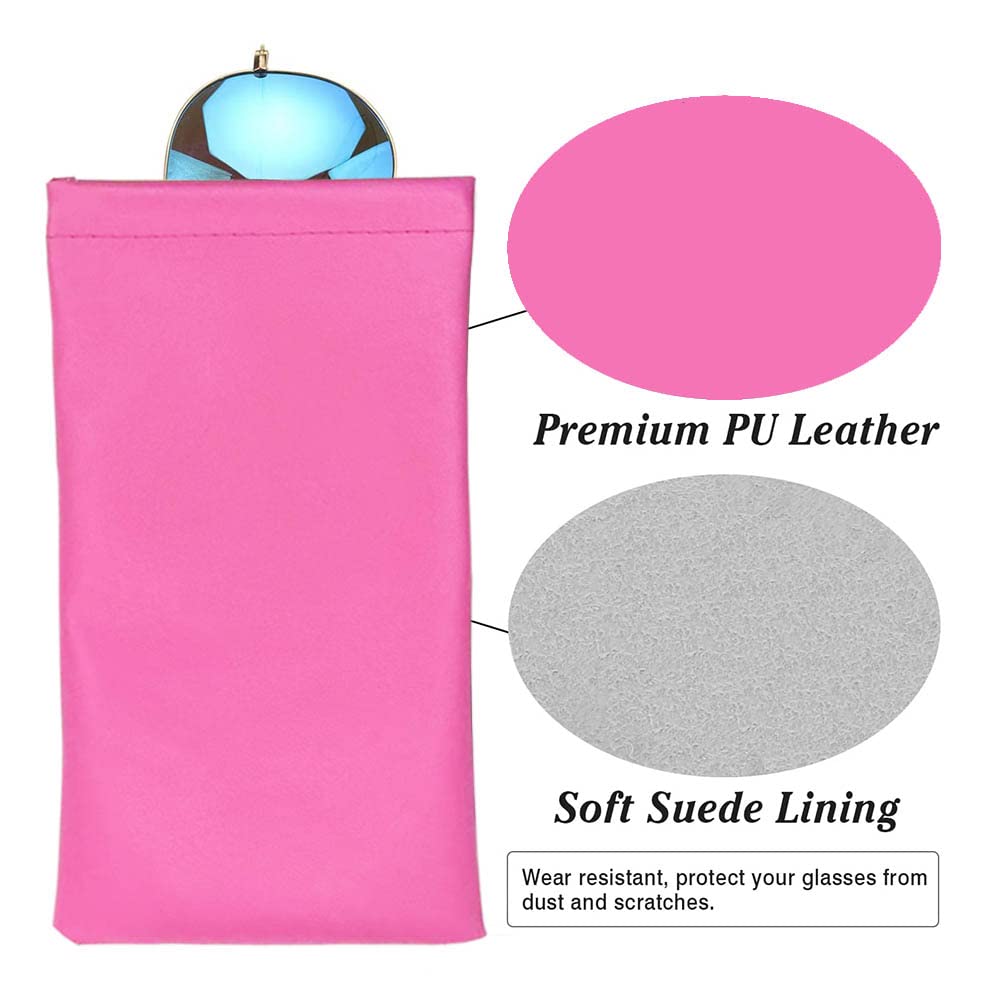 Premium Soft PU Leather Glasses Case for Sunglasses & Reading Glasses - Stylish Protective Pouch for Women & Men (Pink) | Perfect for Travel, Work, and Everyday Use