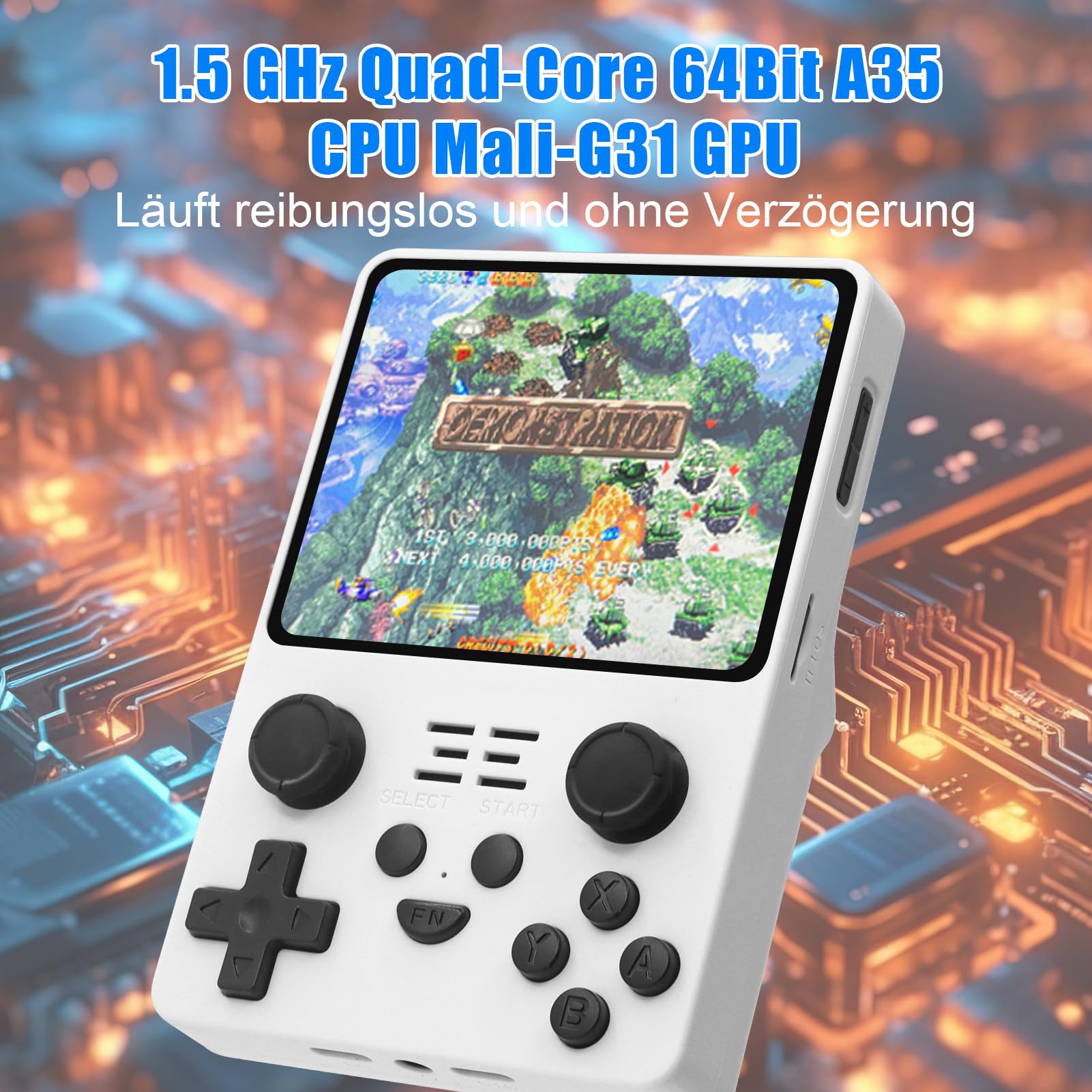 Retro Portable Game Console with 20000 Classic Games - 3.5 Inch IPS Screen, 16GB+128GB Storage, Open Source ArkOS System - Perfect for Travel, Gifts & Nostalgic Gaming (White)