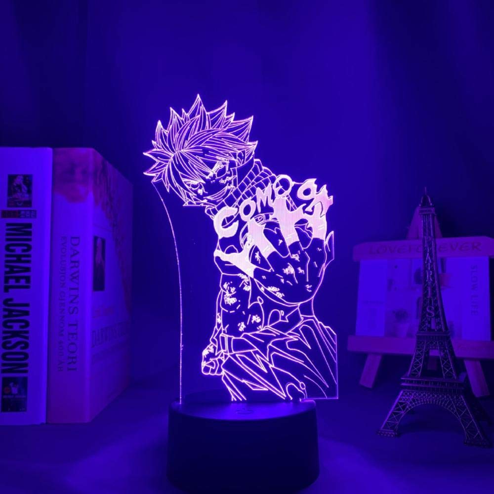 3D Night Light Desk Lamp - Fairy Tail LED Anime Bedroom Decor, Natsu Dragneel Character Acrylic Lamp, Perfect Birthday & Christmas Gift for Anime Fans - Ideal for Bedroom, Study Room, and Kids' Room Decor
