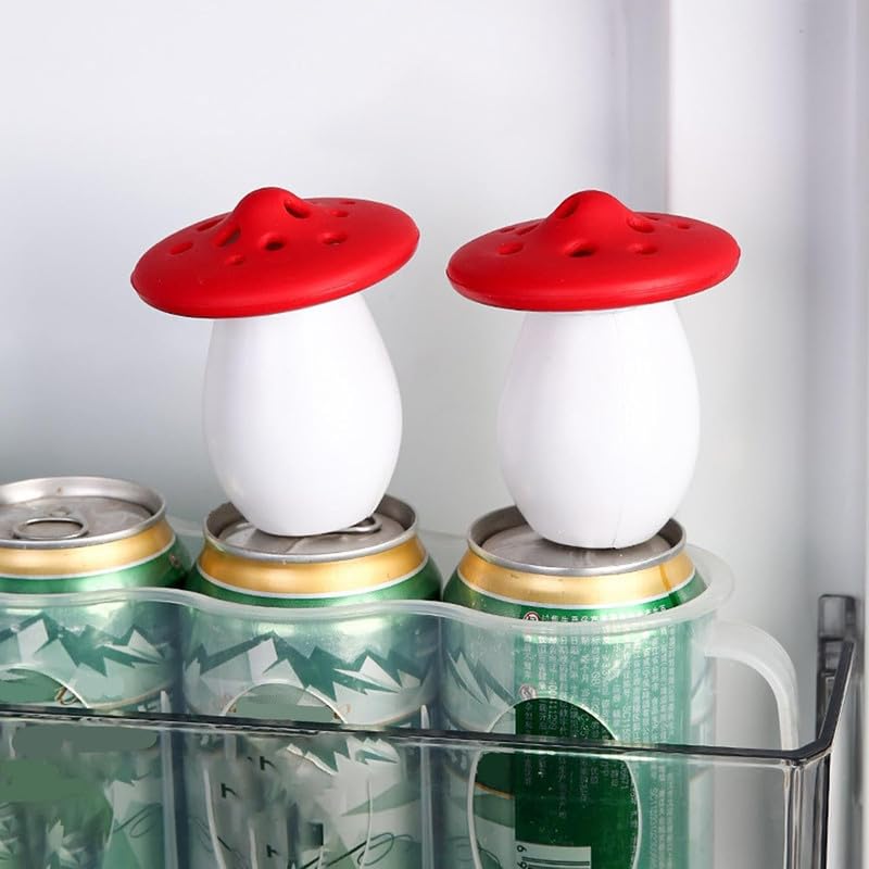 Natural Mushroom-Shaped Baking Soda Holder for Refrigerator - Eco-Friendly Fridge Deodorizer Container, Odor Eliminator & Smell Remover (1 Pack) - Perfect for Kitchen, Pantry & RV Refrigeration