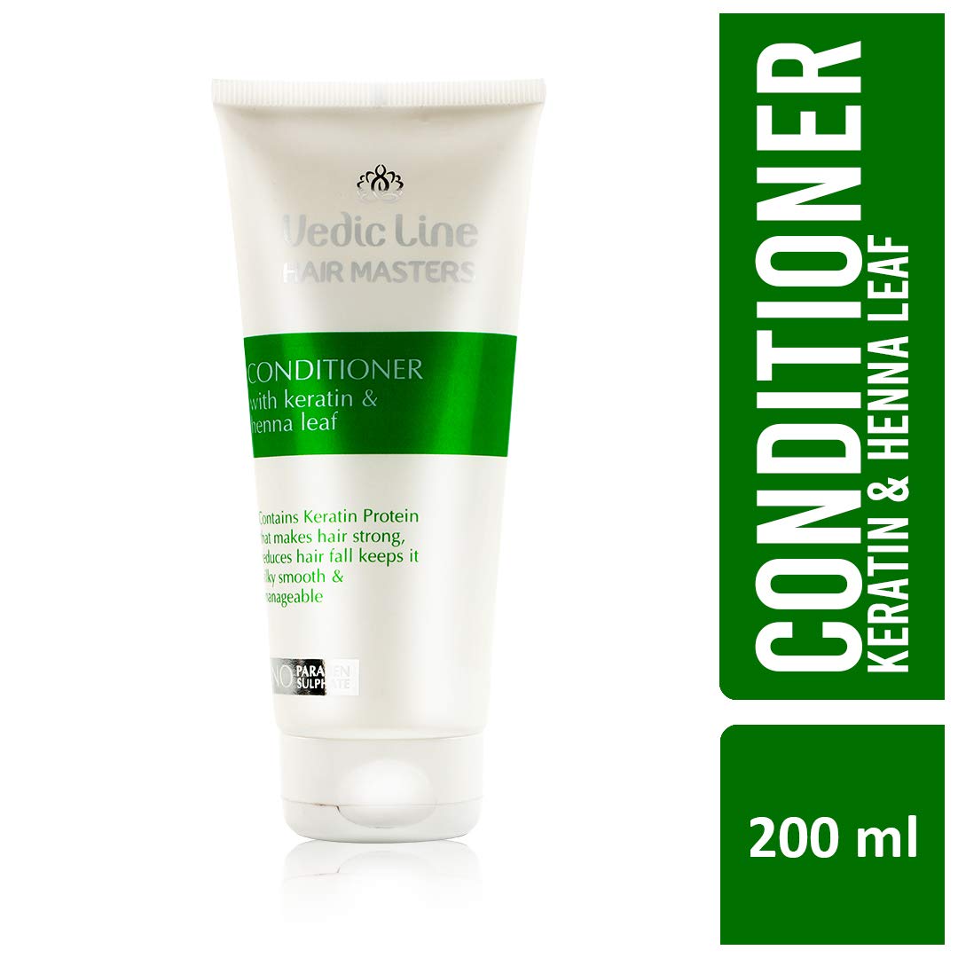 Vedicline Hair Masters Conditioner with Keratin & Henna - Reduces Hair Fall, Split Ends & Frizz for Silky Smooth Hair - Sulfate & Paraben Free - 200ml - Perfect for Dry, Damaged & Color-Treated Hair at Home or Salon
