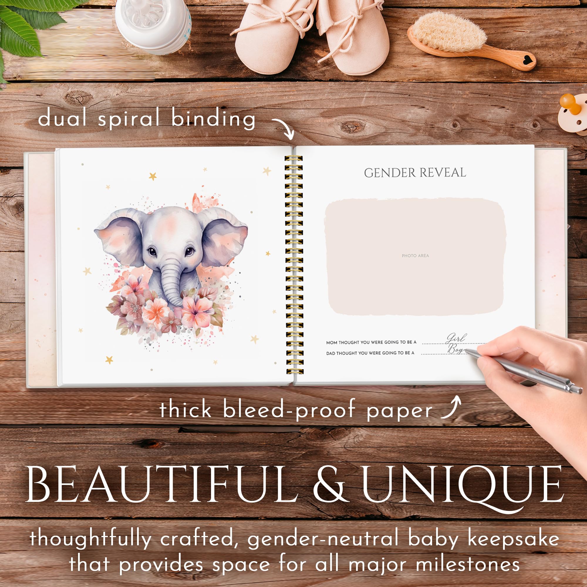 Baby Memory Book for Boys & Girls - First 5 Years Milestone Journal | Gender Neutral Baby Book to Capture Special Moments from Birth to Age 5 | Perfect Baby Shower Gift & Keepsake Scrapbook Photo Album for New Parents