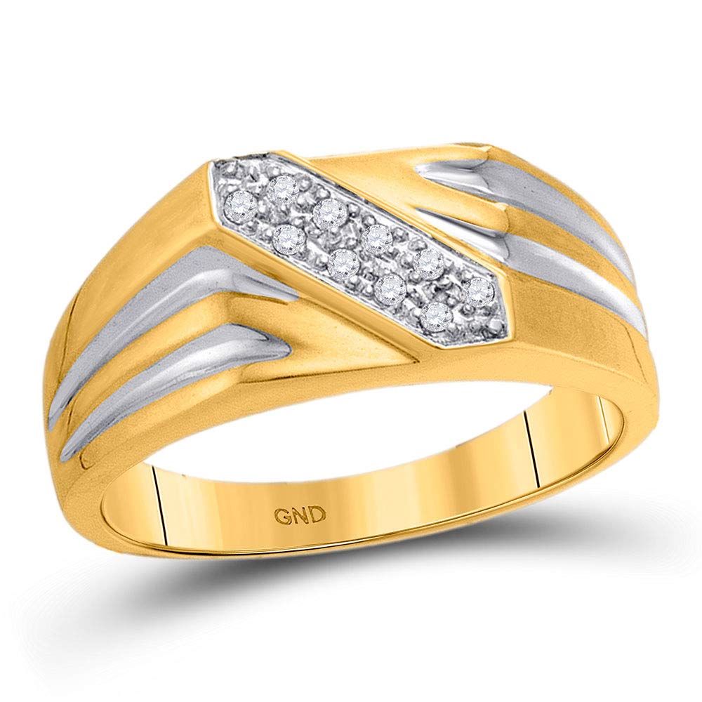 10K Yellow Gold Men's Round Diamond Wedding Band Ring - 1/10 CTTW, Size 10 | FB Jewels | Perfect for Engagement, Anniversary & Special Occasions