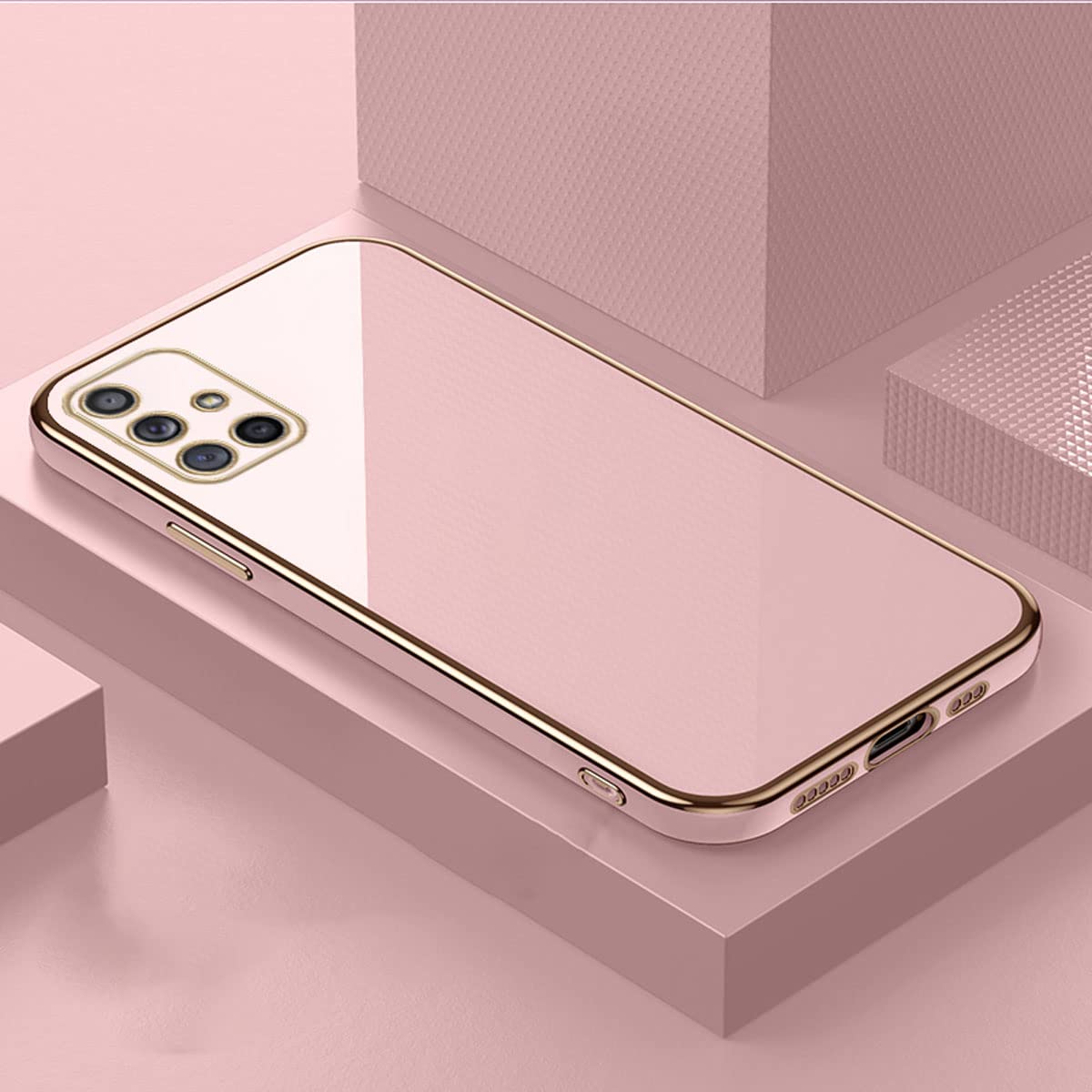 Samsung Galaxy A51 4G Phone Case - Cute Pink Luxury Electroplated Shockproof TPU Cover with Full Camera Lens Protection & Edge Bumper | Perfect for Everyday Use, Travel, and Work Protection