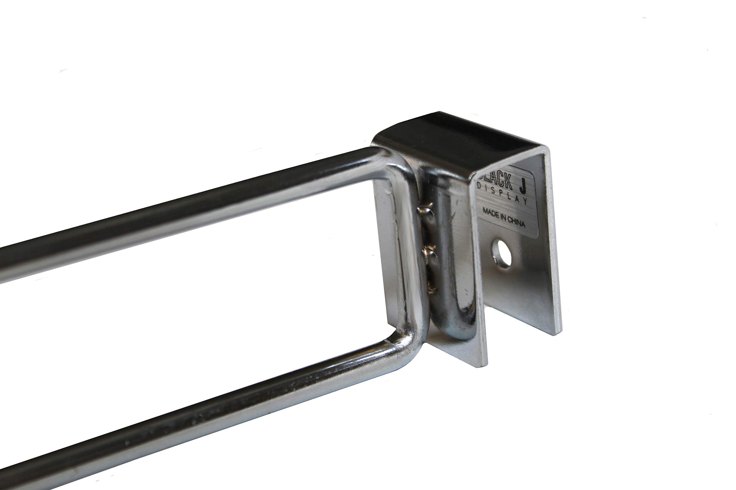 10 Pack Chrome Scanner Hooks with Label Holders (6 Inch) - Rail Mount for Retail, Warehouse & Home Organization