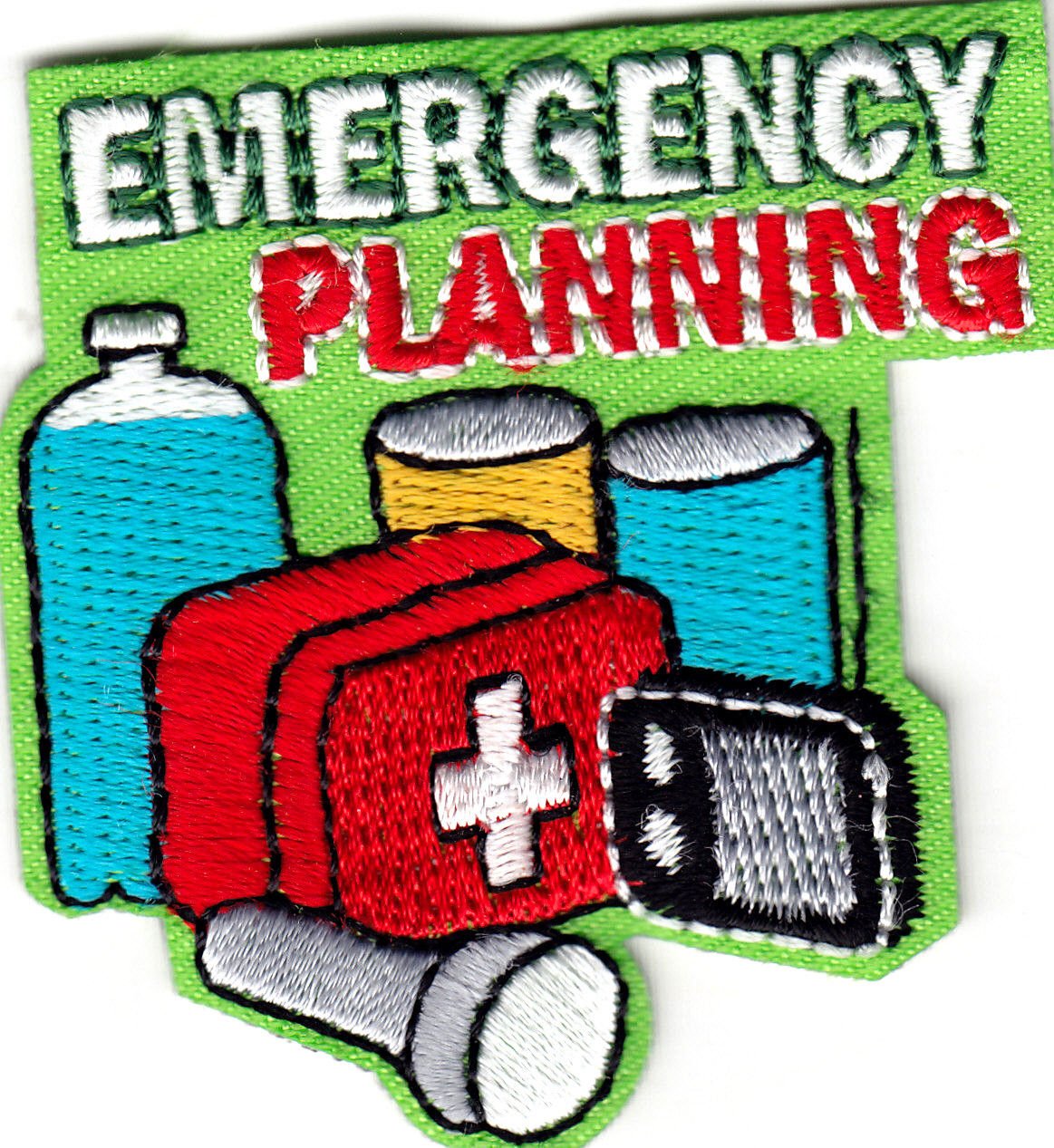 Emergency Planning First Aid Kit - Red Cross Approved Iron-On Embroidered Patch for Survival Gear, Medical Bags & Disaster Preparedness