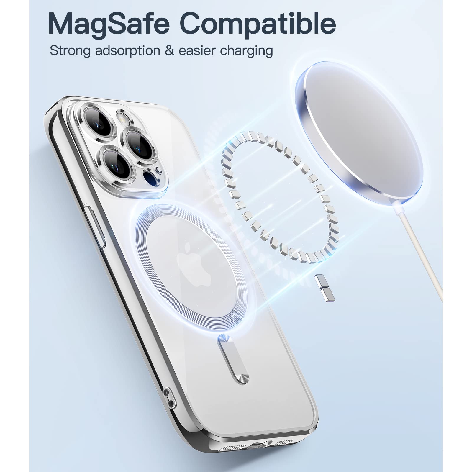 JETech Soft Clear Case for iPhone 14 Pro 6.1-Inch | MagSafe Compatible | Shockproof TPU Cover with Full Camera Protection | Silver | Perfect for Everyday Use, Wireless Charging & Drop Protection