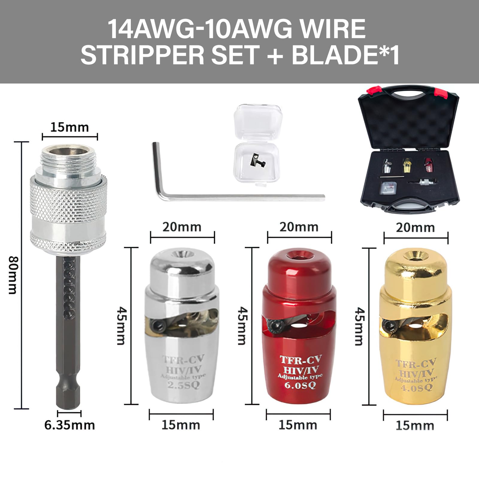 **8-Piece Automatic Wire Stripper & Twister Kit for Drill - Electrician Tool Set for Cable Stripping & Connecting - 10X Faster Work Efficiency - Perfect for Electrical Wiring & DIY Projects**