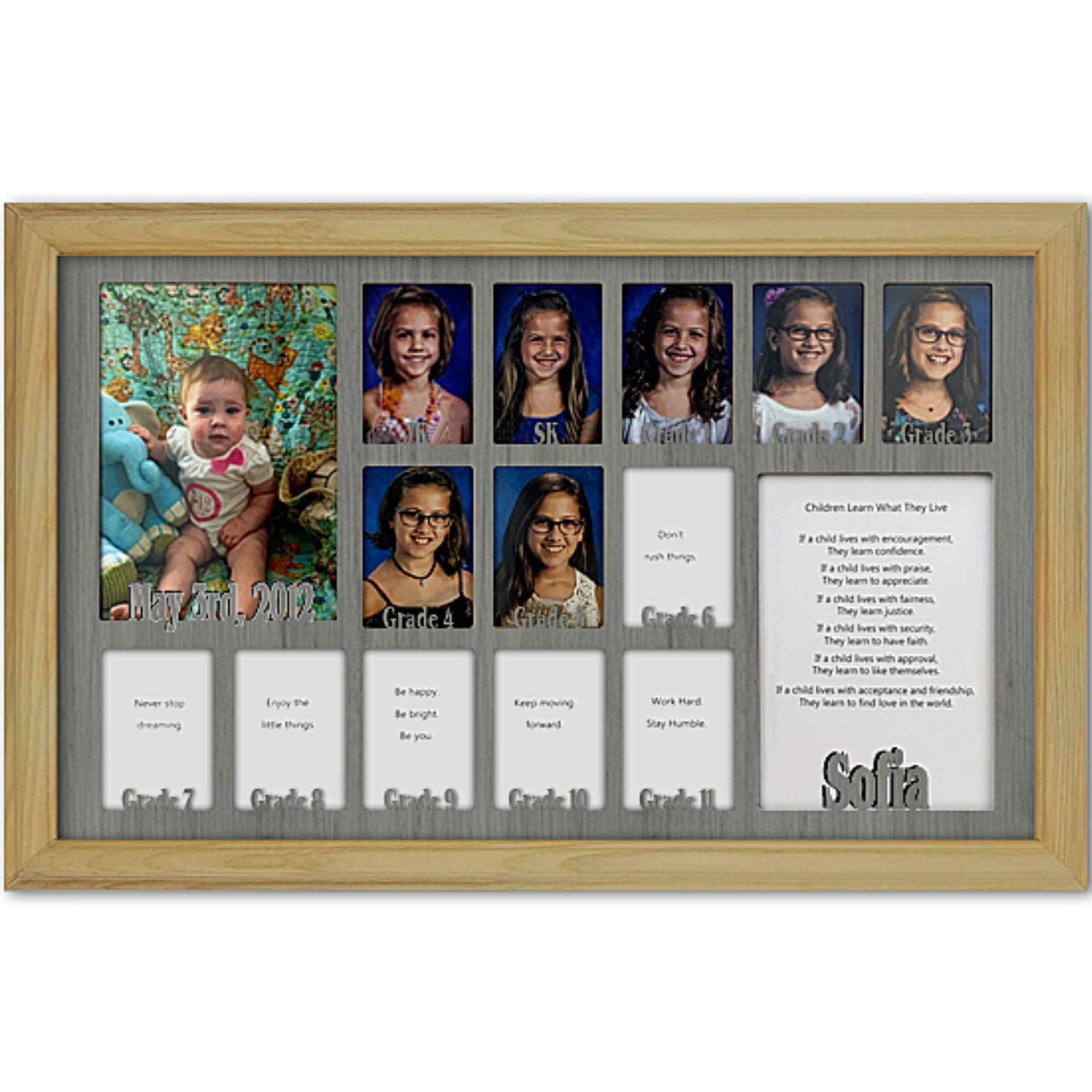 Personalized Northland School Years Photo Frame - Custom Name Engraved, Holds Twelve 2.5x3.5