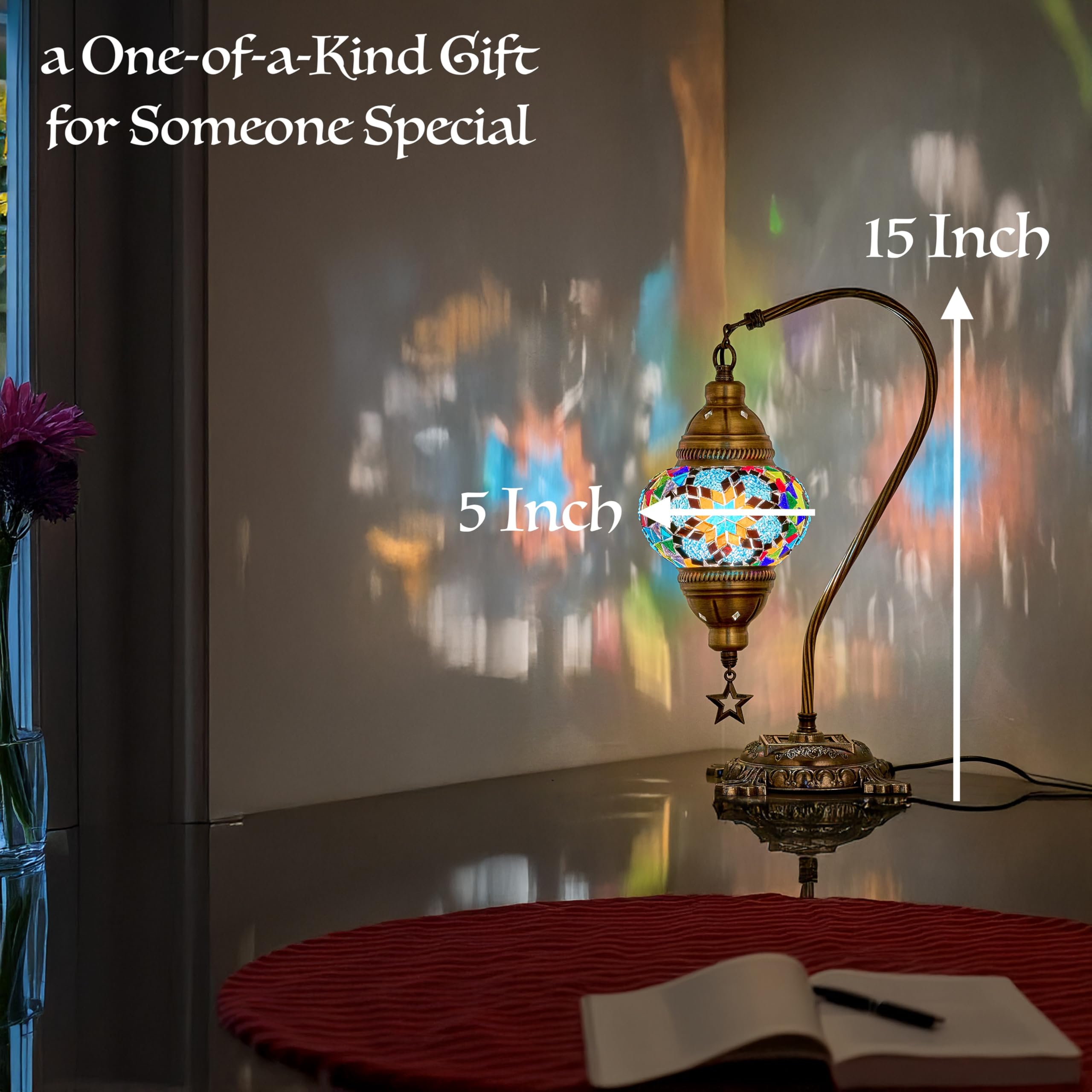 Handmade DEMMEX Turkish Moroccan Mosaic Tiffany-Style Table Lamp - 15