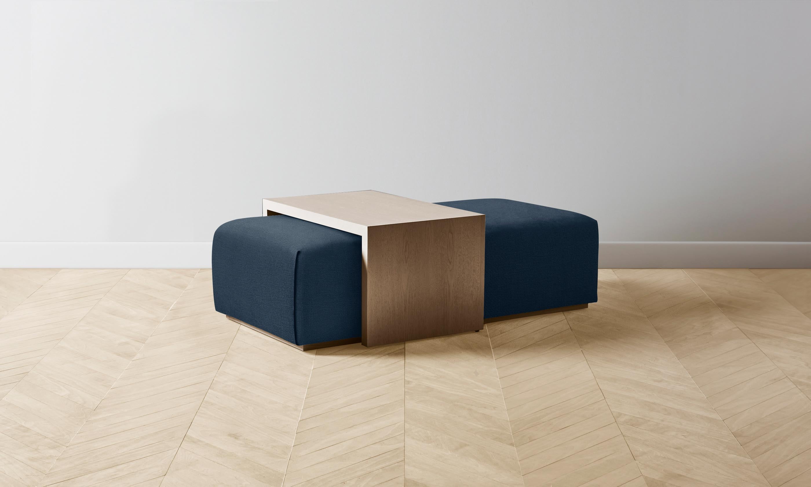 The Bowery Ottoman - Performance Linen Weave Bay - Modern Living Room Footrest & Extra Seating - Perfect for Small Spaces & Home Decor