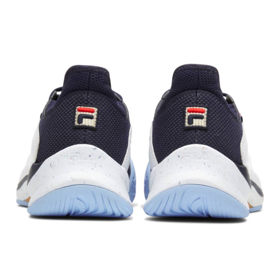 FILA Mondo Forza Men's Tennis Shoes - White & Navy Blue Athletic Sneakers for Court Sports, Casual Wear & Gym Workouts