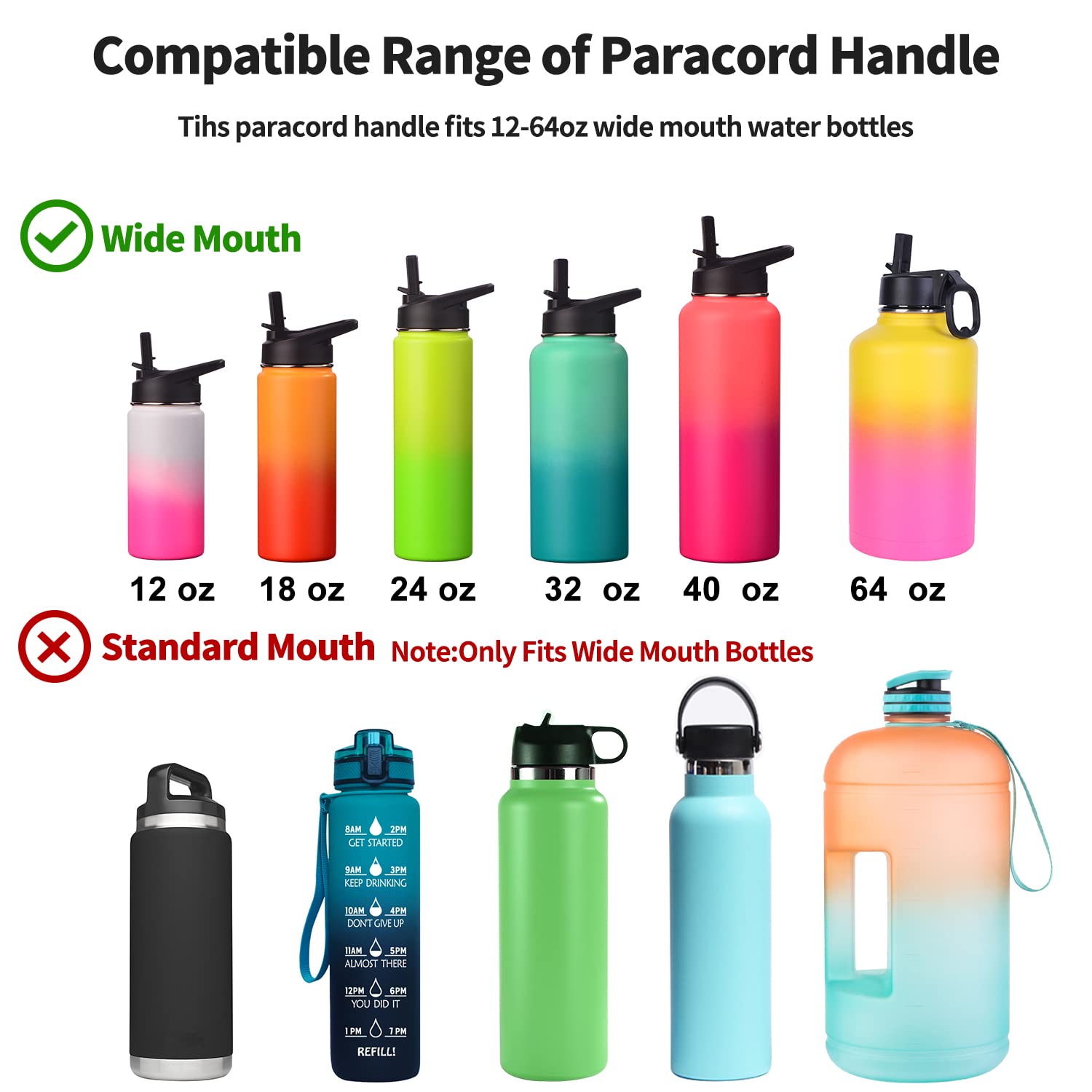 Farsea Insulated Water Bottle with Paracord Handle - Leakproof Stainless Steel Thermos for Hiking, Camping & Outdoor Adventures