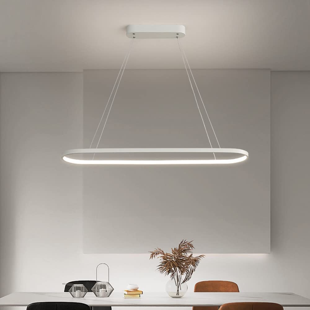 Modern LED Strip Pendant Light Fixture - Dimmable Adjustable Hanging Chandelier for Kitchen Island, Dining Room, Bedroom & Office | Energy-Efficient Ceiling Lighting for Home & Commercial Spaces