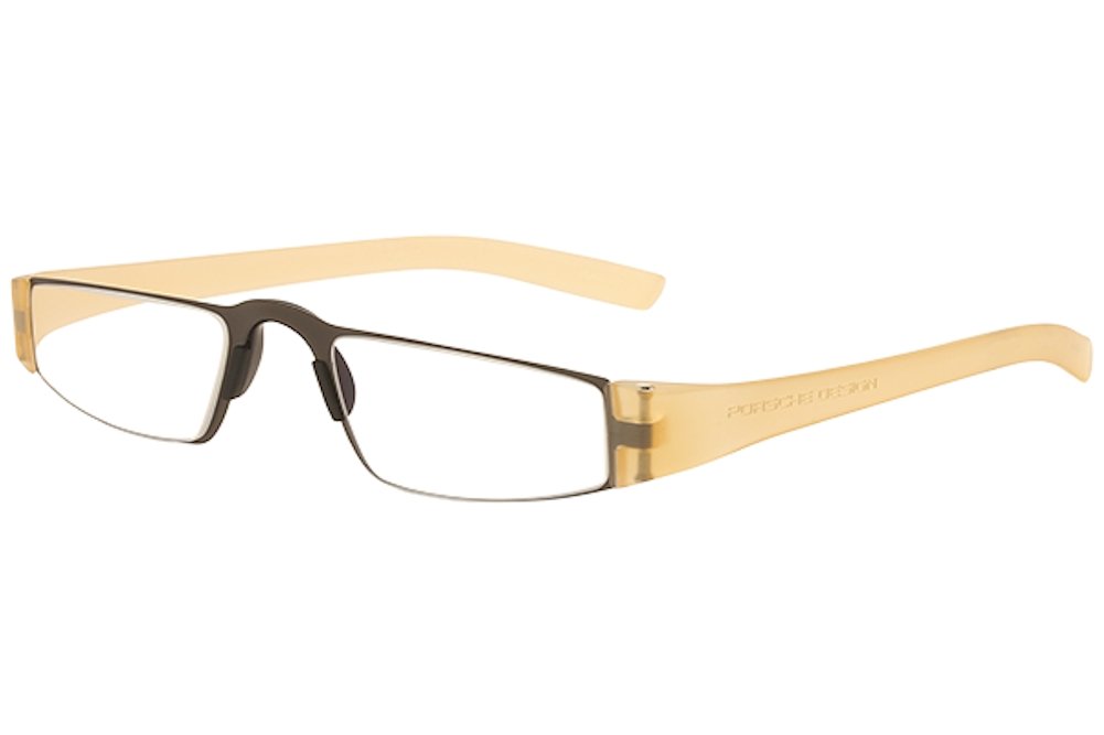 Porsche Design 8801 Reading Glasses +2.0 Strength in Transparent Gold - Stylish Lightweight Eyewear for Reading, Office & Daily Use
