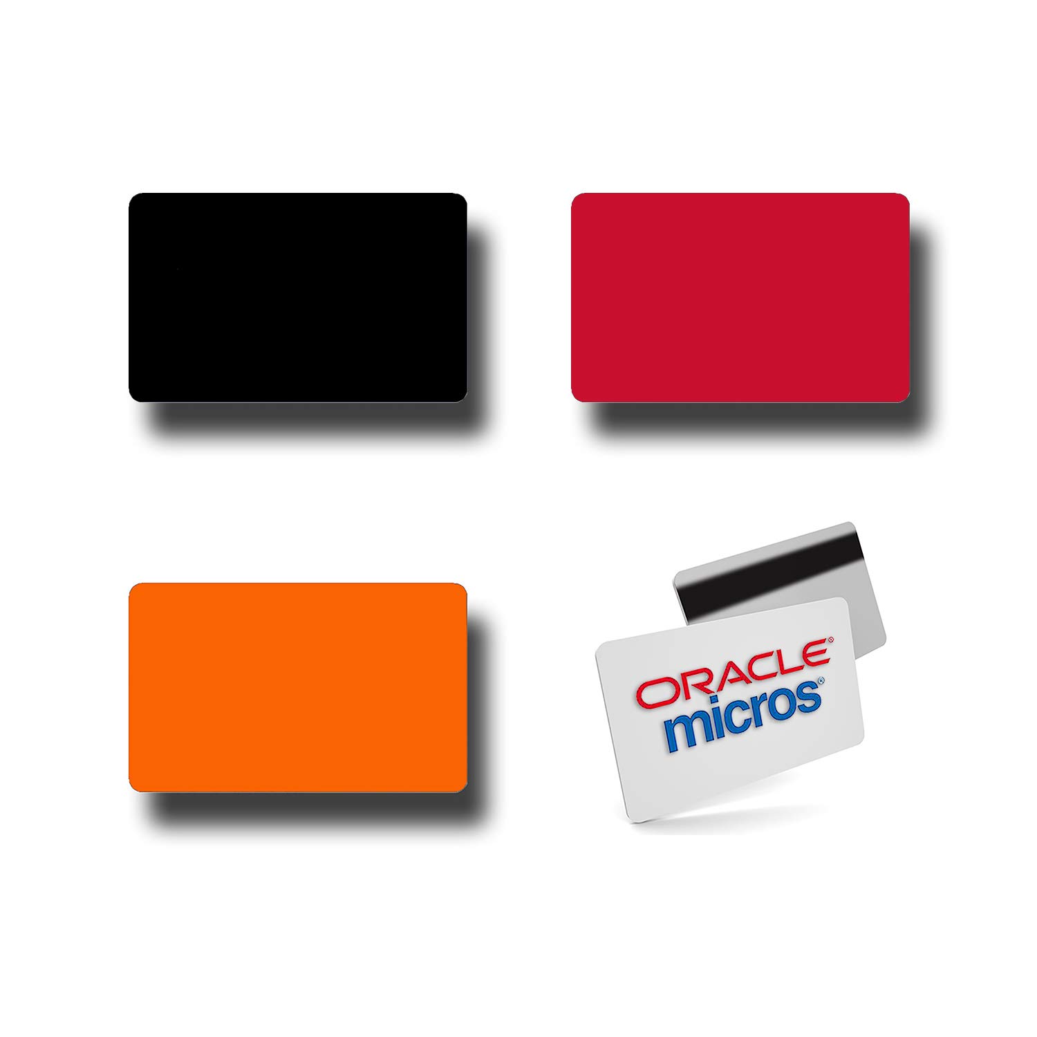 100-Pack Oracle Micros POS Employee ID Cards - 25 Black, 25 Orange, 25 Red & 25 White | Durable Plastic Badge Cards for Restaurant, Retail & Hospitality Staff Identification