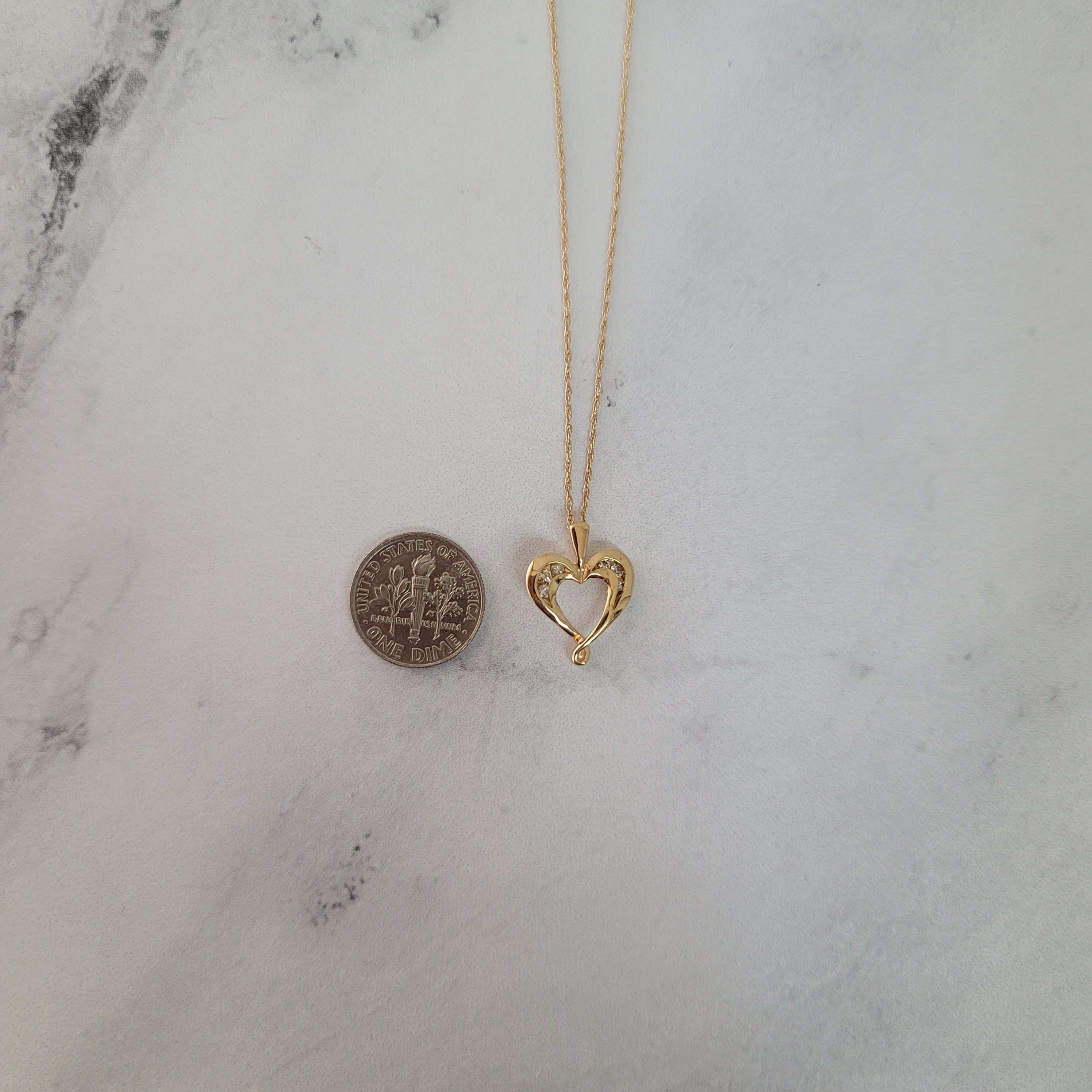 Small Diamond Heart Shaped Necklace .13cttw 14k Yellow Gold - Elegant Valentine's Day Gift for Her, Anniversary Jewelry, Romantic Present for Girlfriend
