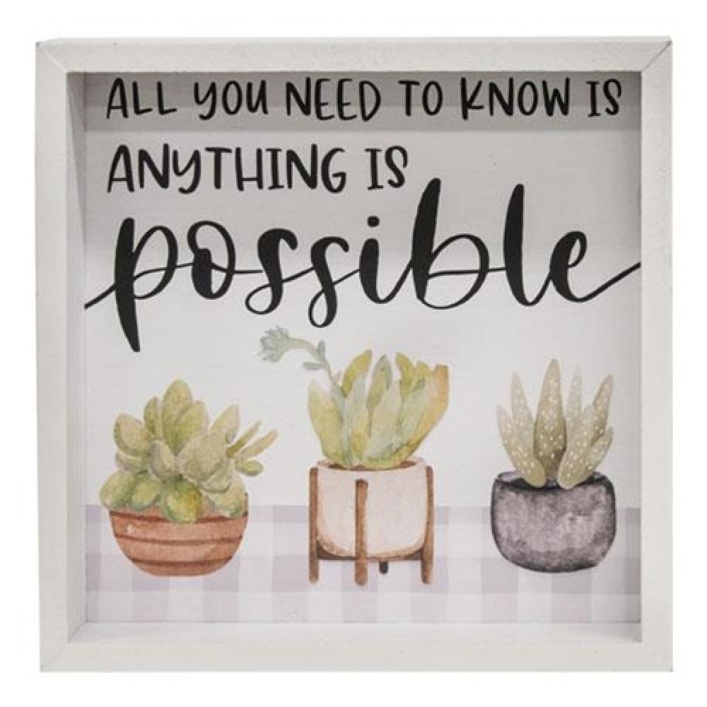 Anything Is Possible Framed Box Sign - Inspirational Home & Office Decor - Perfect for Wall Art, Motivational Gift, Living Room, Bedroom, or Workspace Decoration