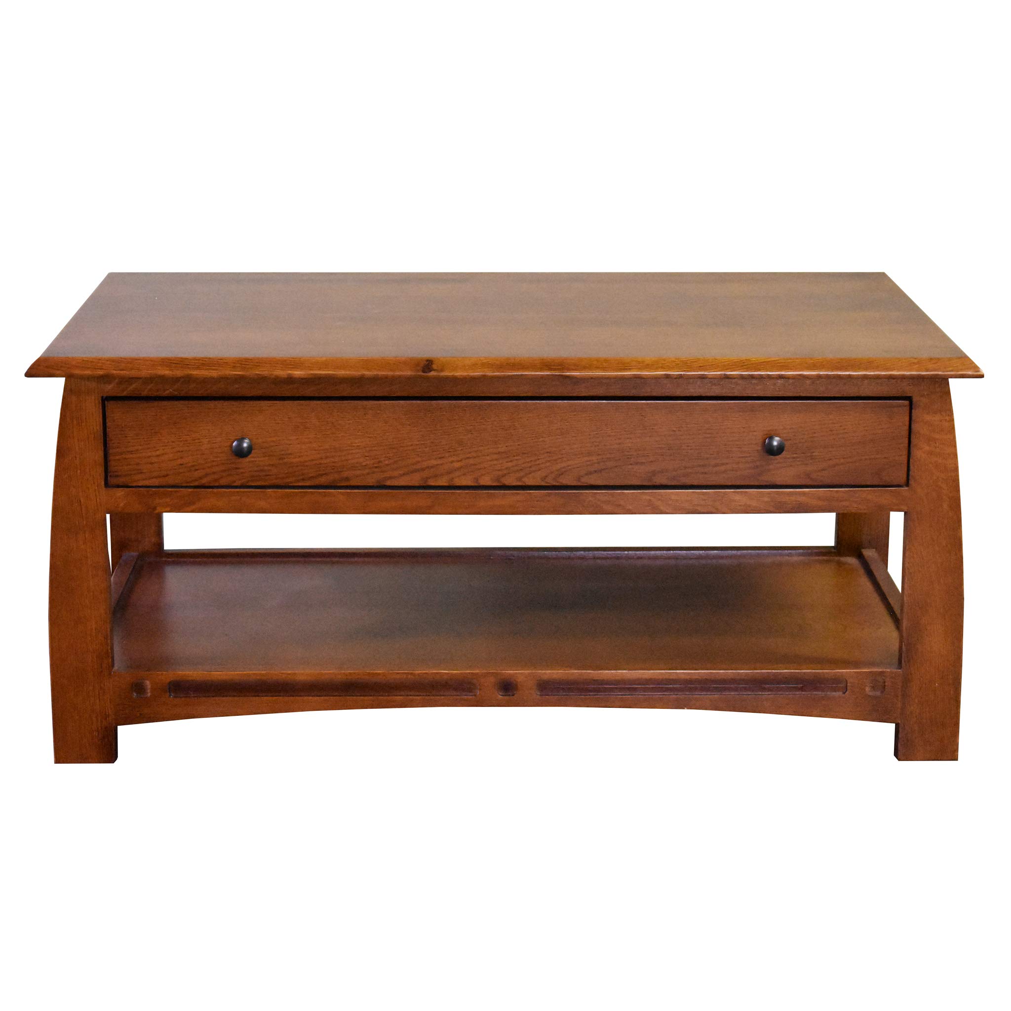 Handcrafted Mission Crofter Style 1-Drawer Quartersawn White Oak Coffee Table - Model A32 | Rustic Farmhouse Living Room Furniture for Craftsmen & Weavers