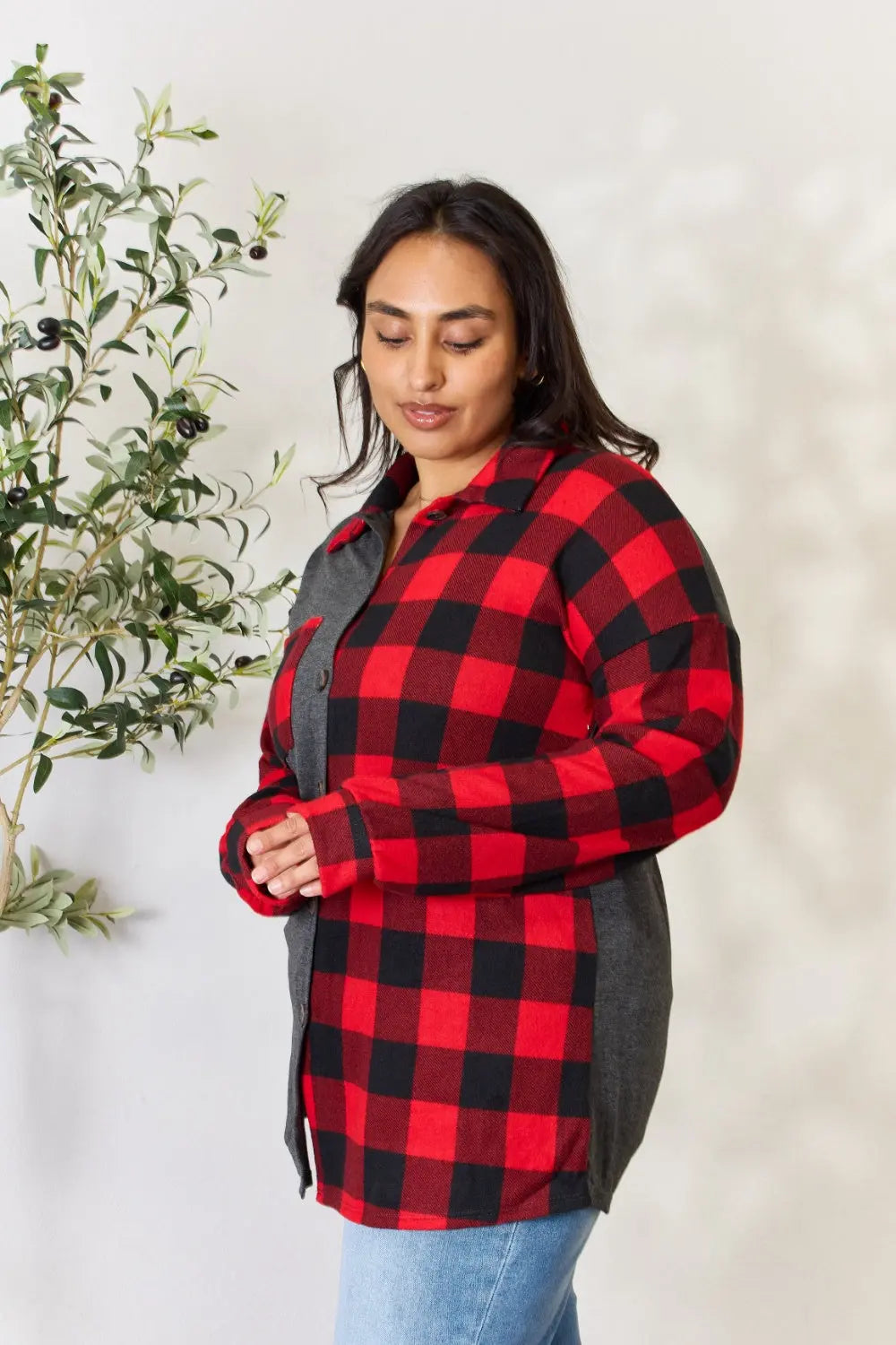 Heimish Full Size Plaid Button Down Shacket for Men & Women - Cozy Fleece Lined Overshirt Jacket for Fall, Winter & Outdoor Activities