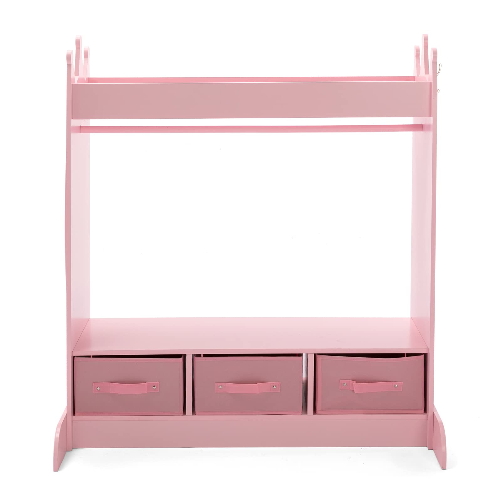 Kids Armoire Dress-Up Storage with Mirror and Drawers - Pink Costume Wardrobe Closet for Girls Room | Pretend Play Organizer with Side Pockets & Shoe Storage | Perfect for Bedroom Decor, Toy Organization & Dress-Up Play