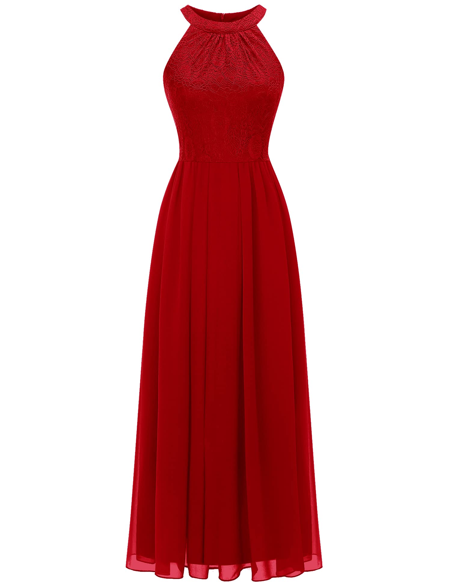 Elegant Women's Long Formal Dress 2024 - Halter Lace Wedding Guest Dress, Bridesmaid & Cocktail Party Gown for Spring Prom, Evening Events & Special Occasions