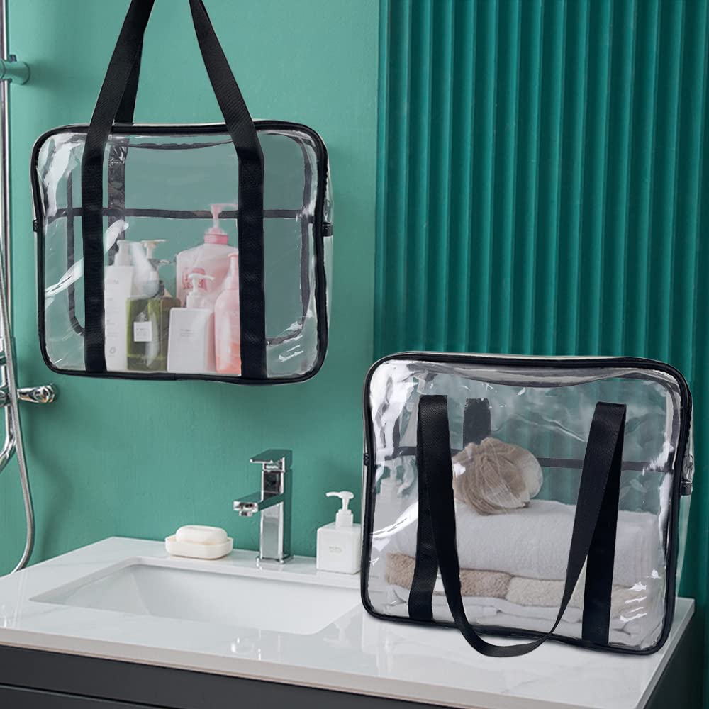 Surcotto Clear Tote Bag - Waterproof Transparent PVC Makeup Cosmetic Bag with Zipper - Large Travel & Beach Organizer for Men & Women - Perfect for Toiletries, Gym Essentials, and Vacation Packing