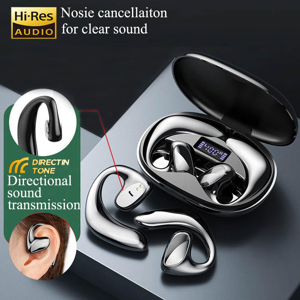 F2 Wireless Earbuds Bluetooth 5.0 Headphones with Active Noise Cancellation (ANC), Open Ear Design, Touch Control, 36H Playtime for Running, Gym, Work & Travel - S900-Black