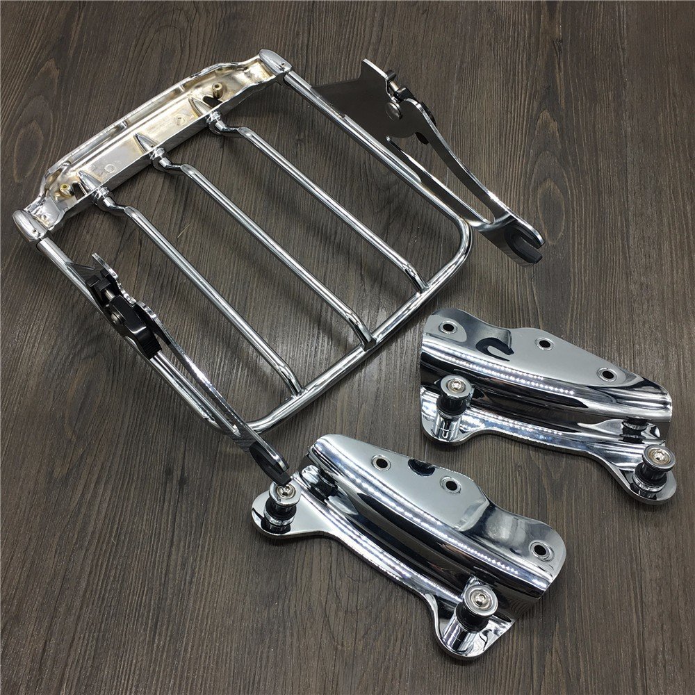 2009-2013 Harley Davidson Road King SM Air Wing Two-Up Luggage Rack with Hardware Kit - Heavy Duty Motorcycle Touring Accessory for Long Rides & Road Trips