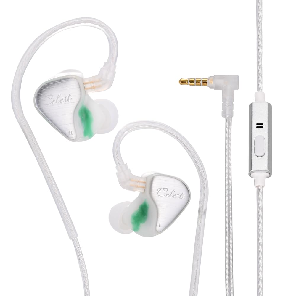 QOA Celest Wyvern 10mm LCP Driver HiFi Wired In-Ear Monitor Headphones with Detachable Cable & Mic - Professional IEM Earbuds for Musicians, Audiophiles, DJs, Gaming & Studio Recording