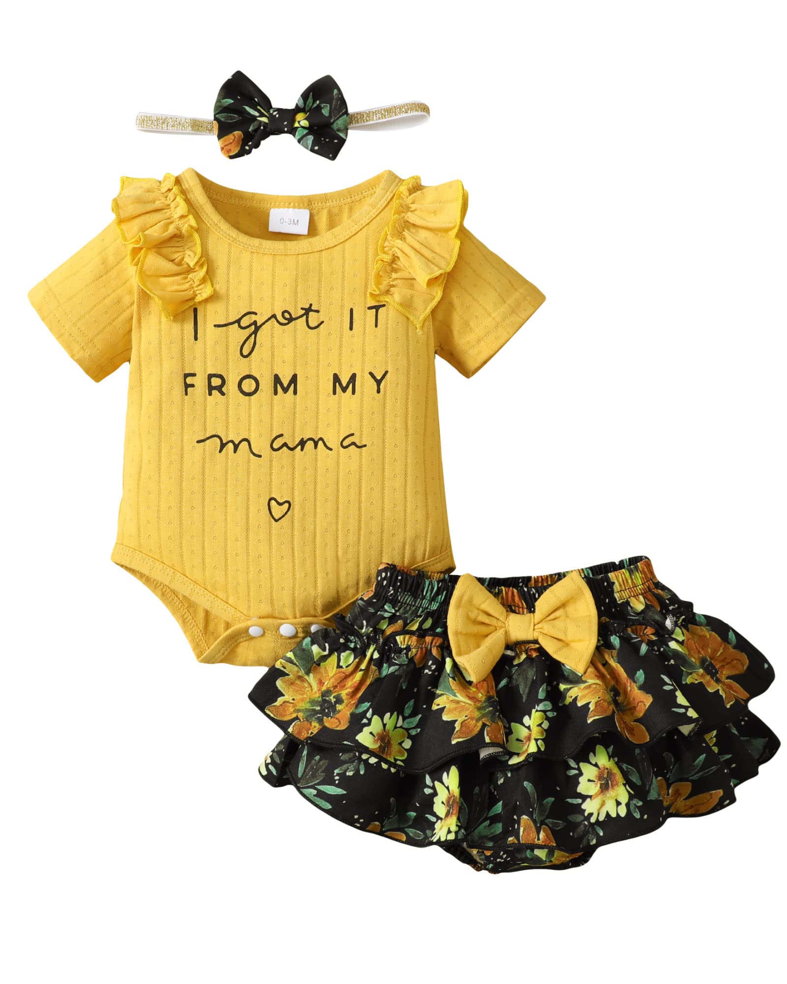 Mioglrie Newborn Baby Girl Clothes Set - Floral Romper & Shorts Outfit for 0-24 Months | Cute Summer Infant Clothing for Girls | Perfect for Playdates, Beach Trips & Family Photos
