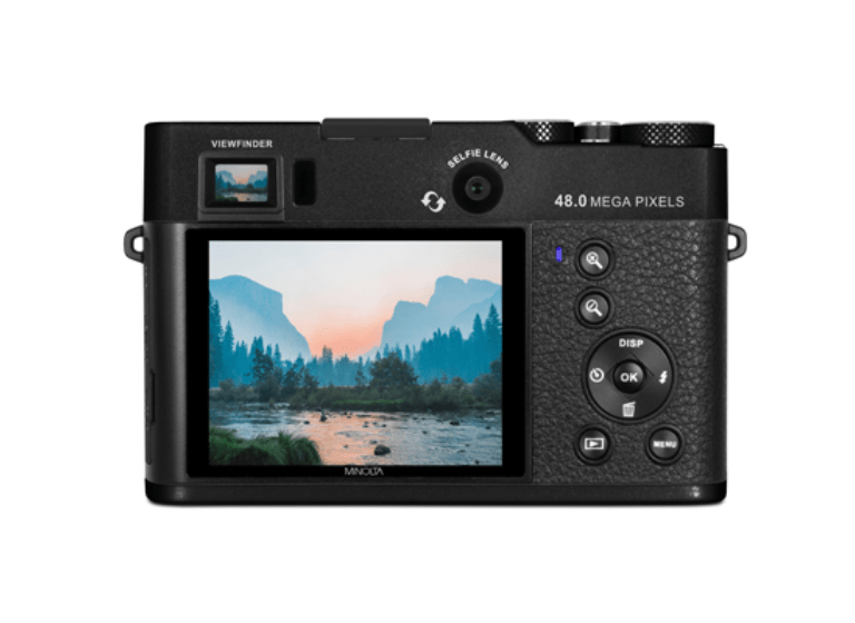 MINOLTA MND70 Retro 48MP Autofocus 5K Ultra HD Dual Lens WiFi Digital Camera (Black) - Perfect for Travel Photography & Vlogging