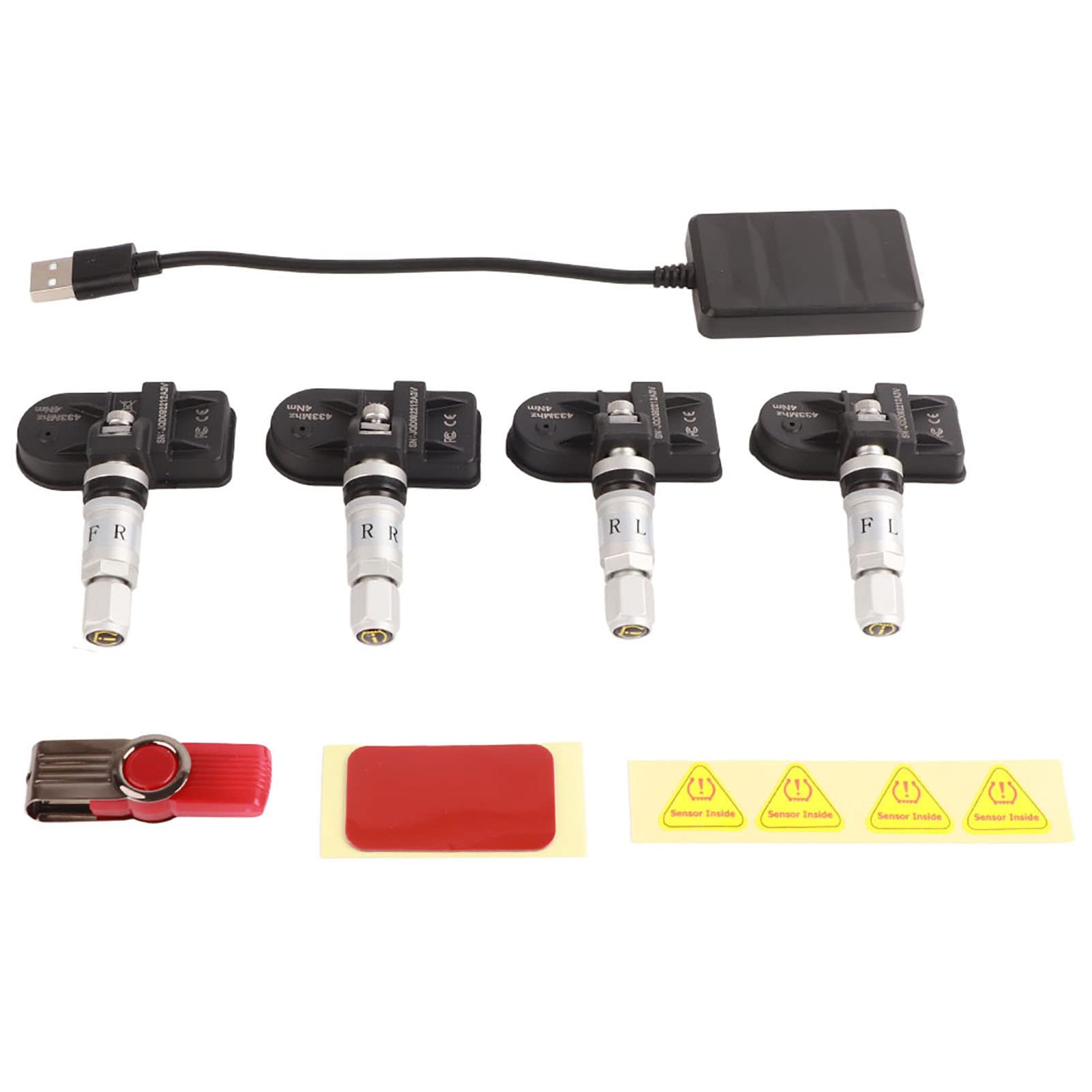 Estink Tire Pressure Monitor System Kit - USB Internal Sensors for Car, Auto TPMS Replacement with Real-Time Display for Android Navigation | Perfect for Road Trips, Daily Commutes & Vehicle Safety Monitoring