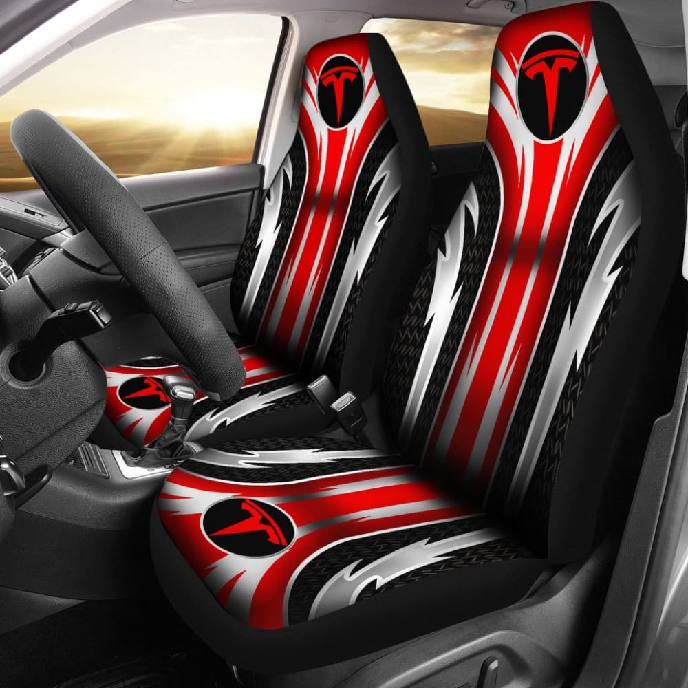 Premium Red Tesla Seat Covers for Model 3/Y/S/X - 2-Piece Front Set - Waterproof & Anti-Slip Protection - Perfect for Road Trips & Daily Commutes