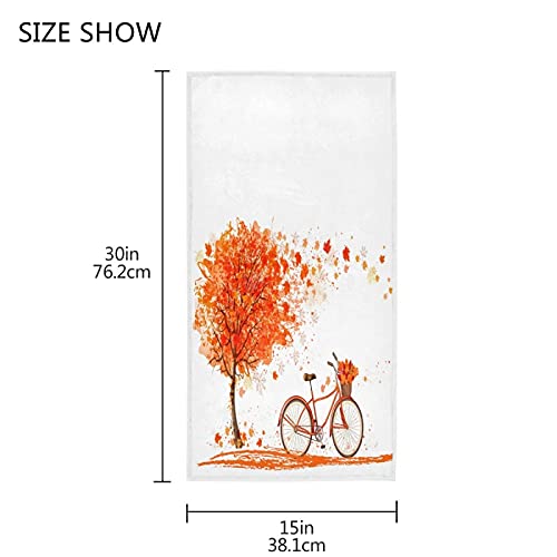 Fall Maple Tree Bike Soft Microfiber Hand Towels 16x30 Inch - Decorative Autumn Bicycle Kitchen Dish Towels & Washcloths for Bathroom, Hotel, Gym, Spa - Perfect for Home Decor, Cycling Enthusiasts & Gift Giving