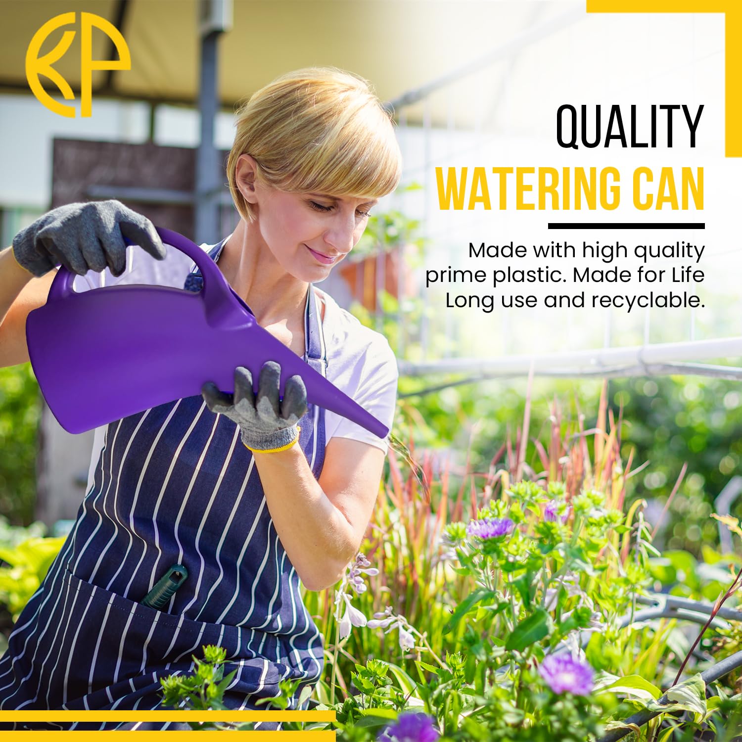 KP KOOL PRODUCTS 1/2 Gallon Small Watering Can for Indoor & Outdoor Plants - Purple Plastic Plant Waterer for Garden, Balcony & Houseplants (1 Pack) - Perfect for Delicate Flowers, Herbs & Succulents