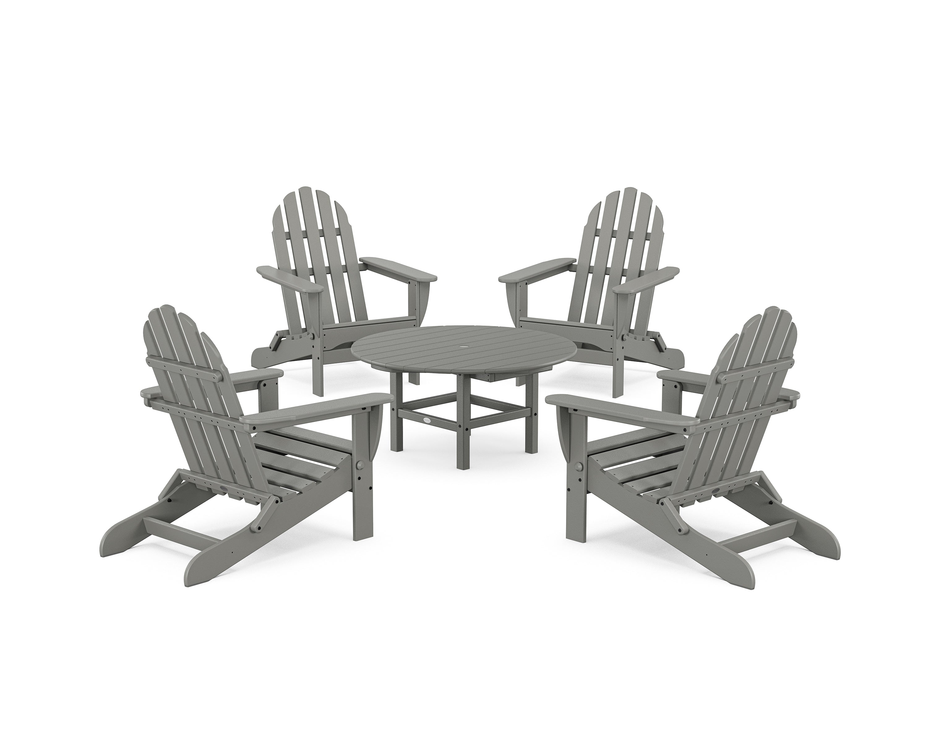 POLYWOOD Classic Folding Adirondack 5-Piece Outdoor Patio Conversation Set - Perfect for Backyard, Poolside, and Garden Relaxation