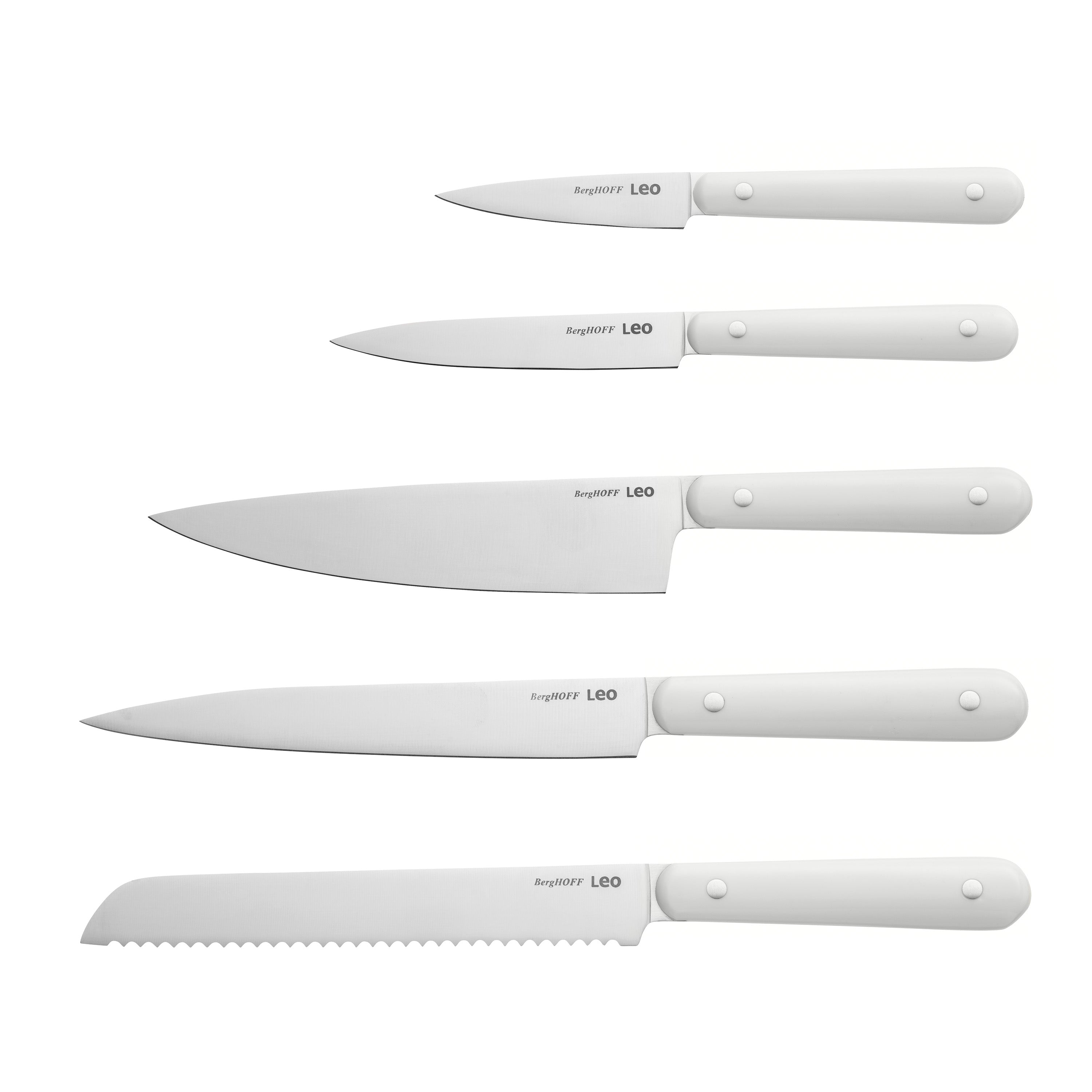 BergHOFF Leo Spirit 5-Piece Stainless Steel Knife Set - Complete Kitchen Cutlery for Slicing, Dicing & Chopping - Perfect for Home Chefs & Cooking Enthusiasts