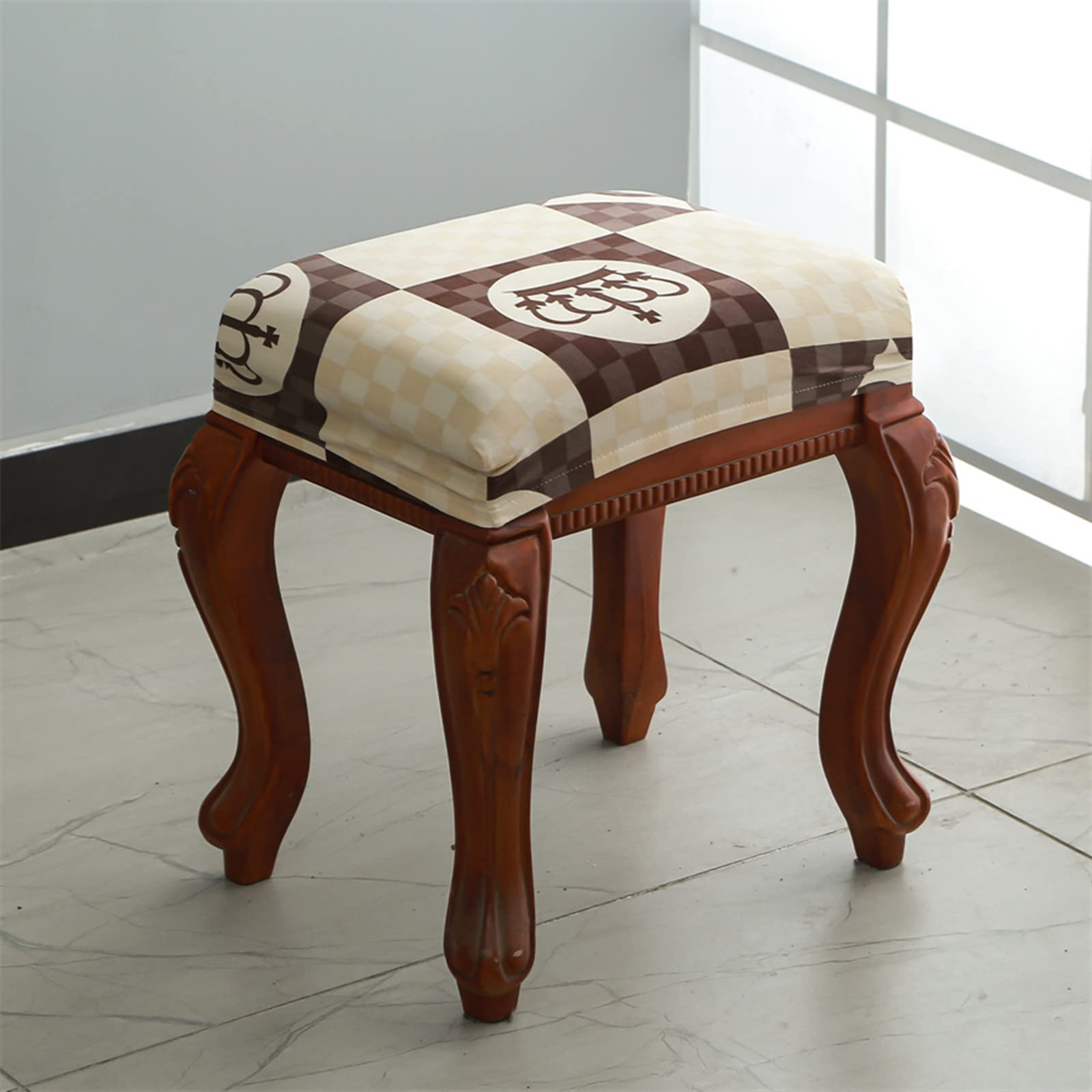 Elastic Rectangle Bar Stool Covers - Stretchable Foot Stool Seat Cushion Covers for Vanity, Dressing Chair & Counter Stools - Perfect for Home Decor, Kitchen, Salon & Office Use