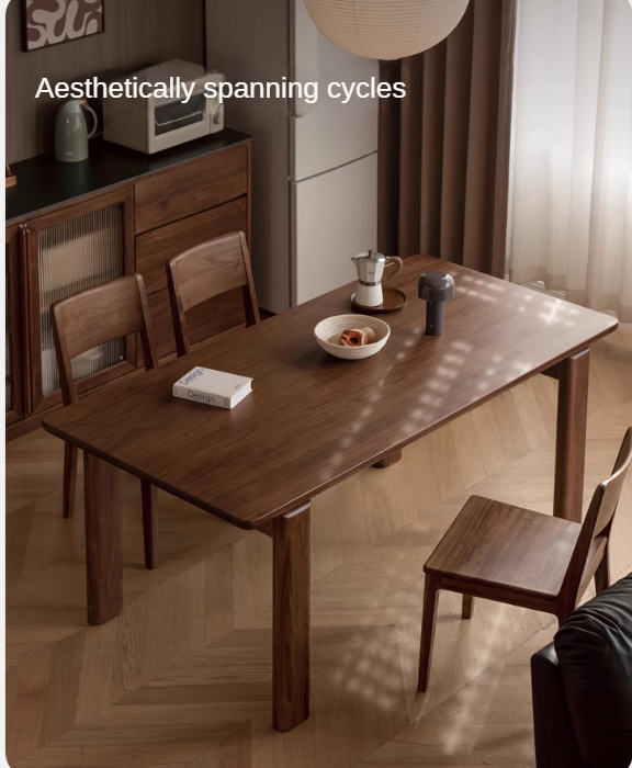 Premium Black Walnut Solid Wood Modern Dining Table - 6 Seater Rustic Farmhouse Style - Perfect for Dining Room, Kitchen & Open Concept Living Spaces