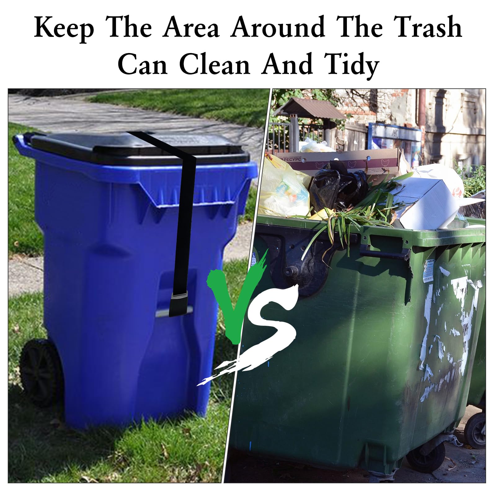 2 Pack Adjustable Trash Can Lid Locks - Heavy Duty Bear/Squirrel/Dog Proof Garbage Can Straps for Outdoor Bins - Secure Waste Containers from Animals - Perfect for Camping, Backyard, and Patio Use