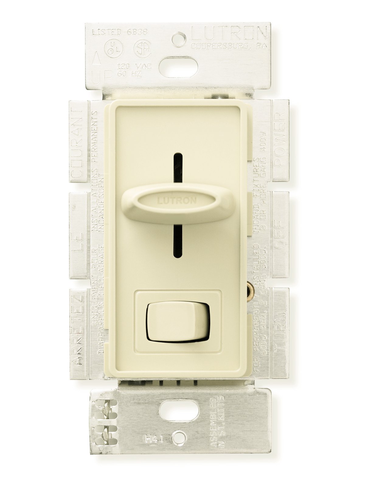 Lutron Skylark Dimmer Switch - Magnetic Low-Voltage 450W/600VA, Single-Pole, Almond (SLV-600P-AL) - Perfect for Home Lighting Control & Smart Dimmers