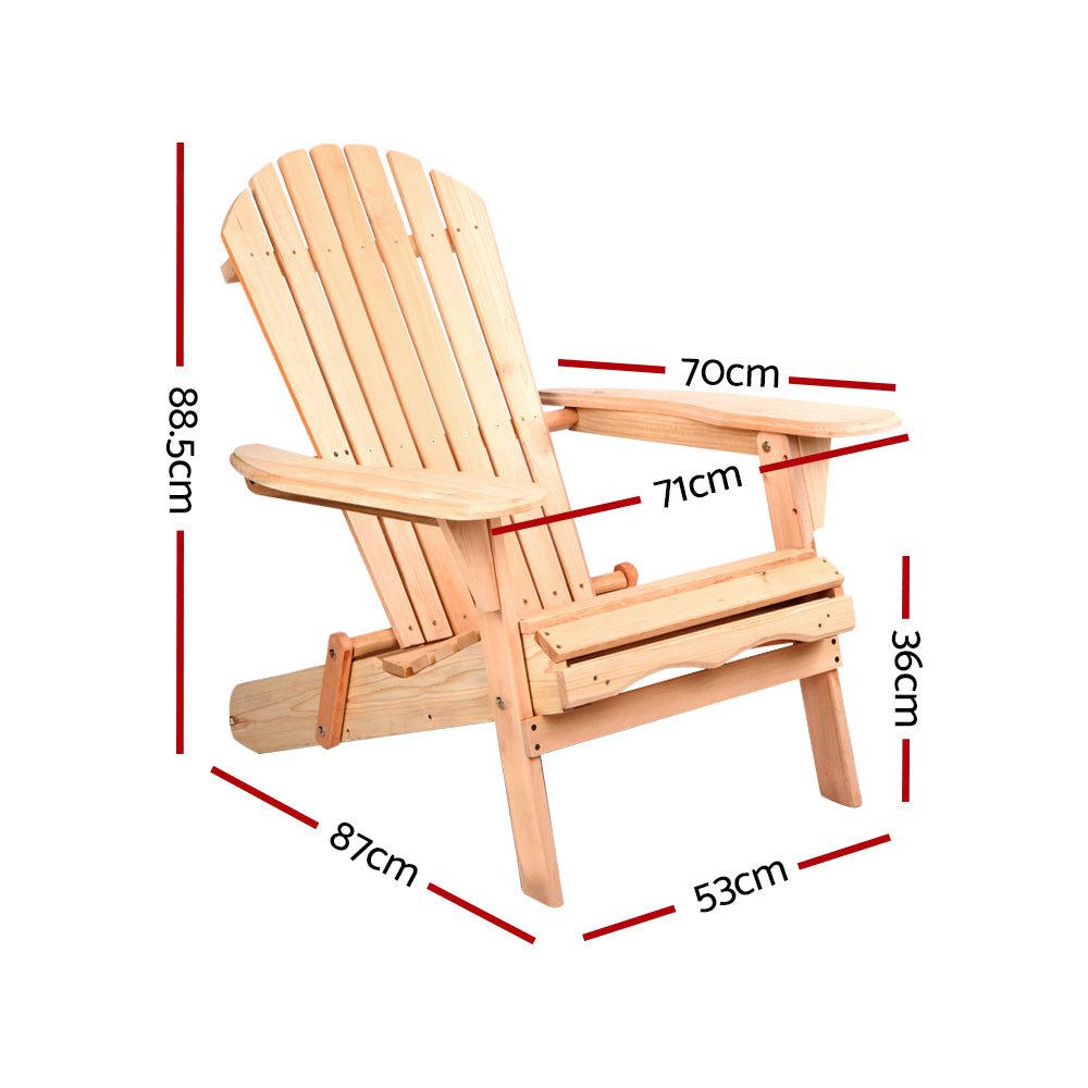 Premium Adirondack Outdoor Chairs - Natural Wooden Patio & Beach Chairs Set of 2 - Perfect for Backyard, Garden, Poolside & Coastal Relaxation